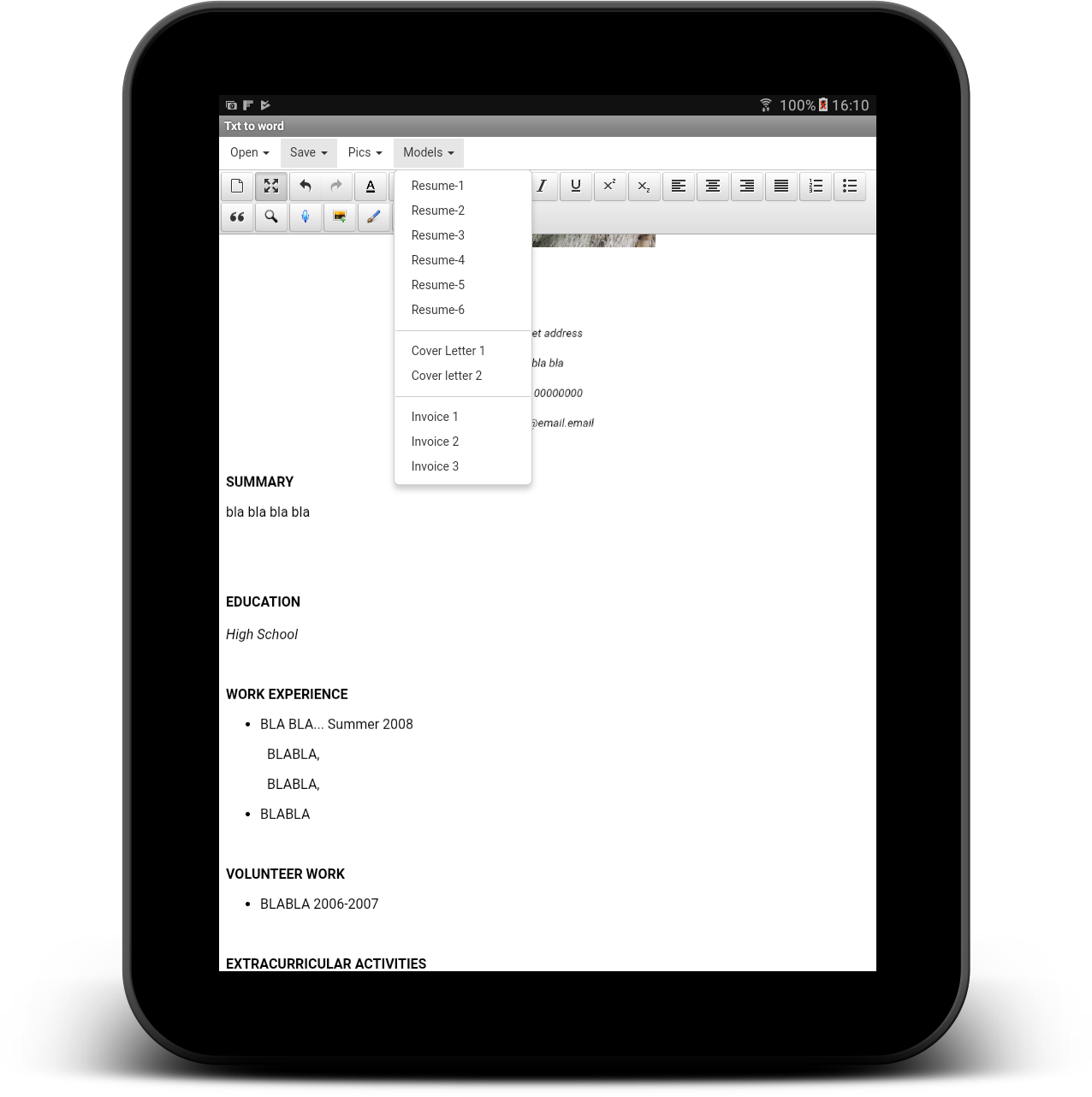 اسکرین شات 3 برنامه txt to word