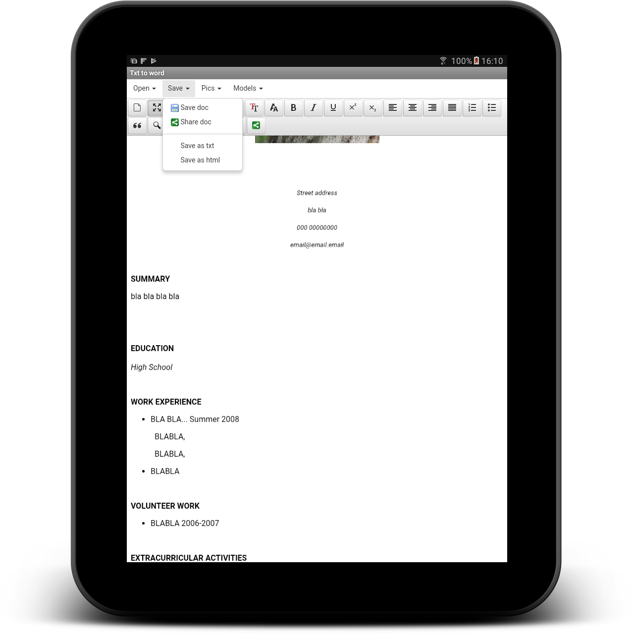 اسکرین شات 6 برنامه txt to word