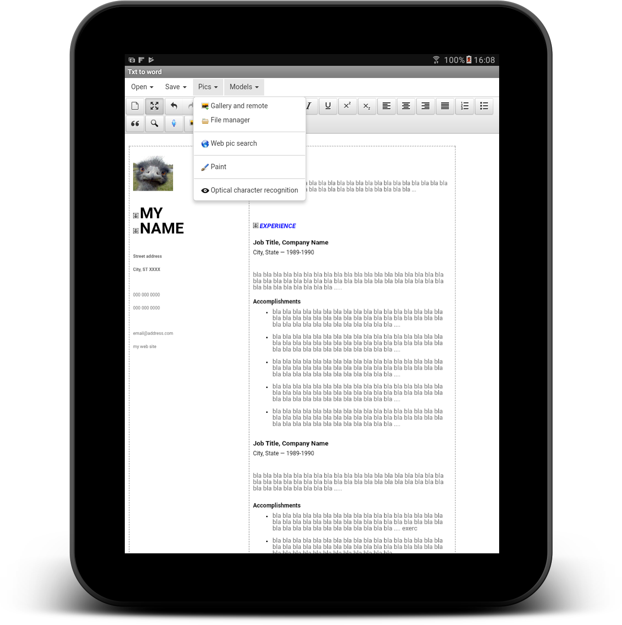 اسکرین شات 1 برنامه txt to word