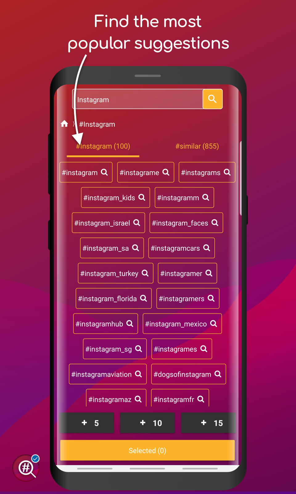 اسکرین شات 2 برنامه Hashtag Inspector PRO