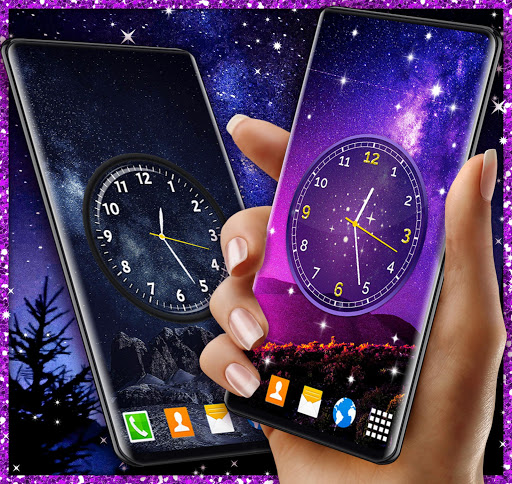 اسکرین شات 1 برنامه Night Sky Clock Live Wallpaper