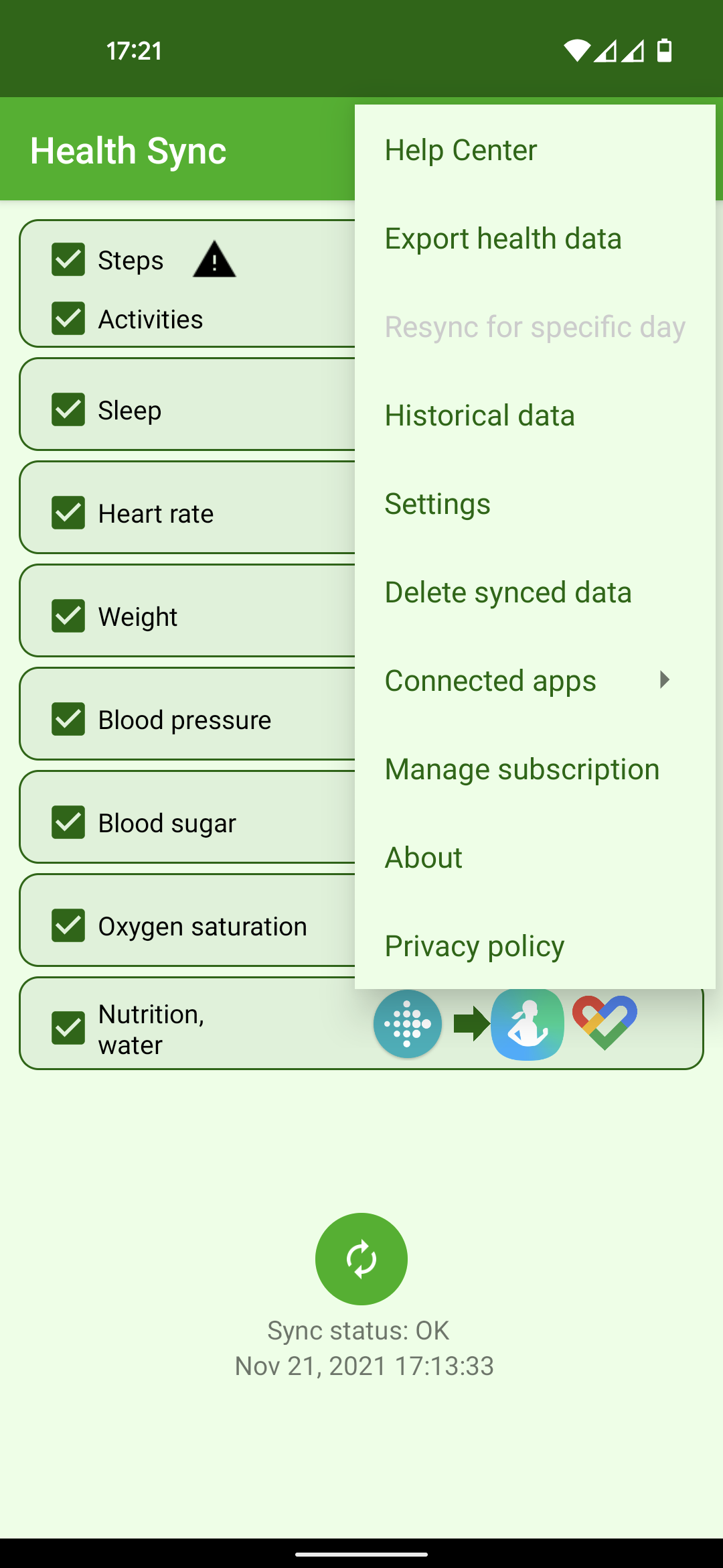 اسکرین شات 5 برنامه Health Sync