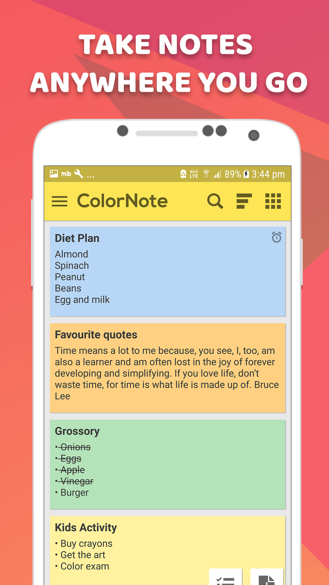 اسکرین شات 2 برنامه Color Notes