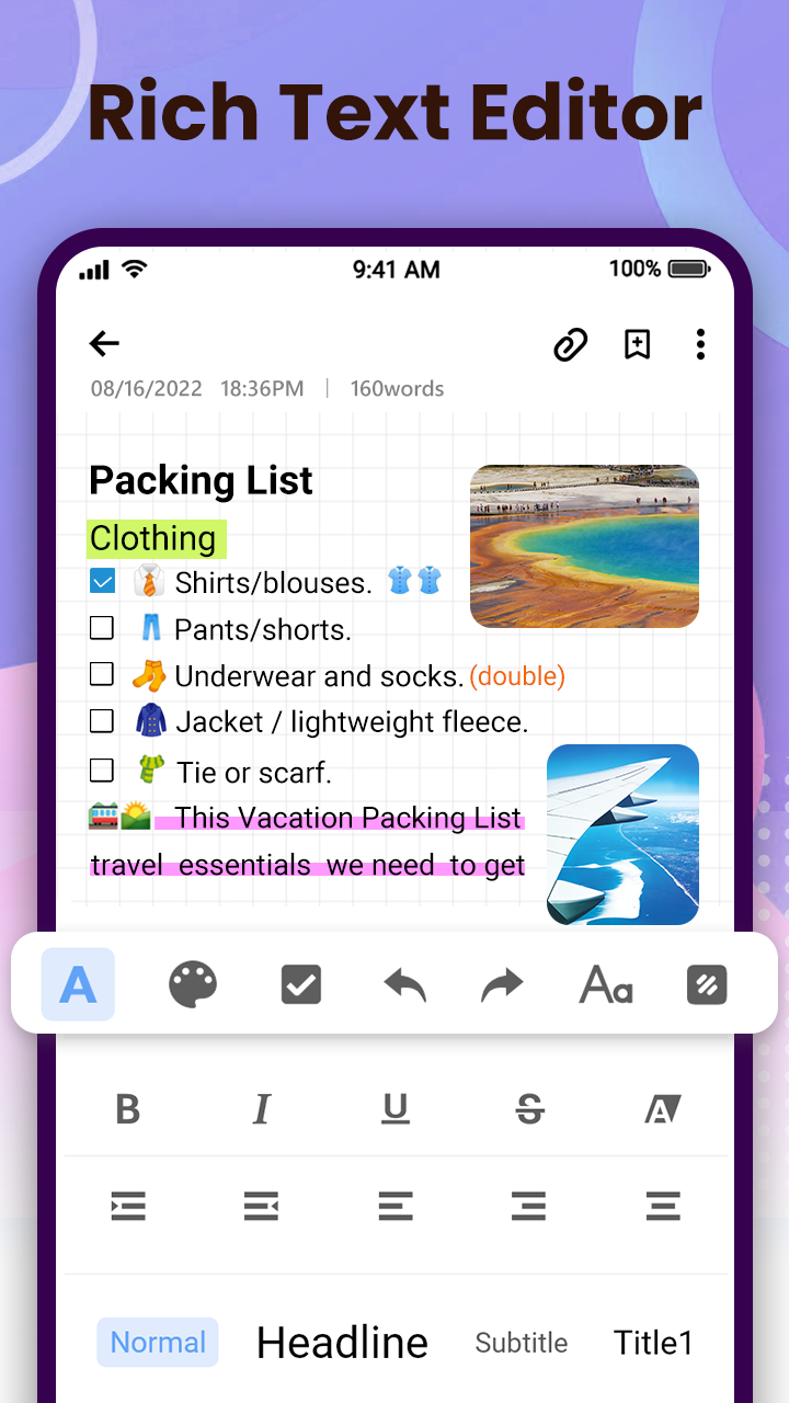 اسکرین شات 2 برنامه Notepad - Notes, Easy Notebook