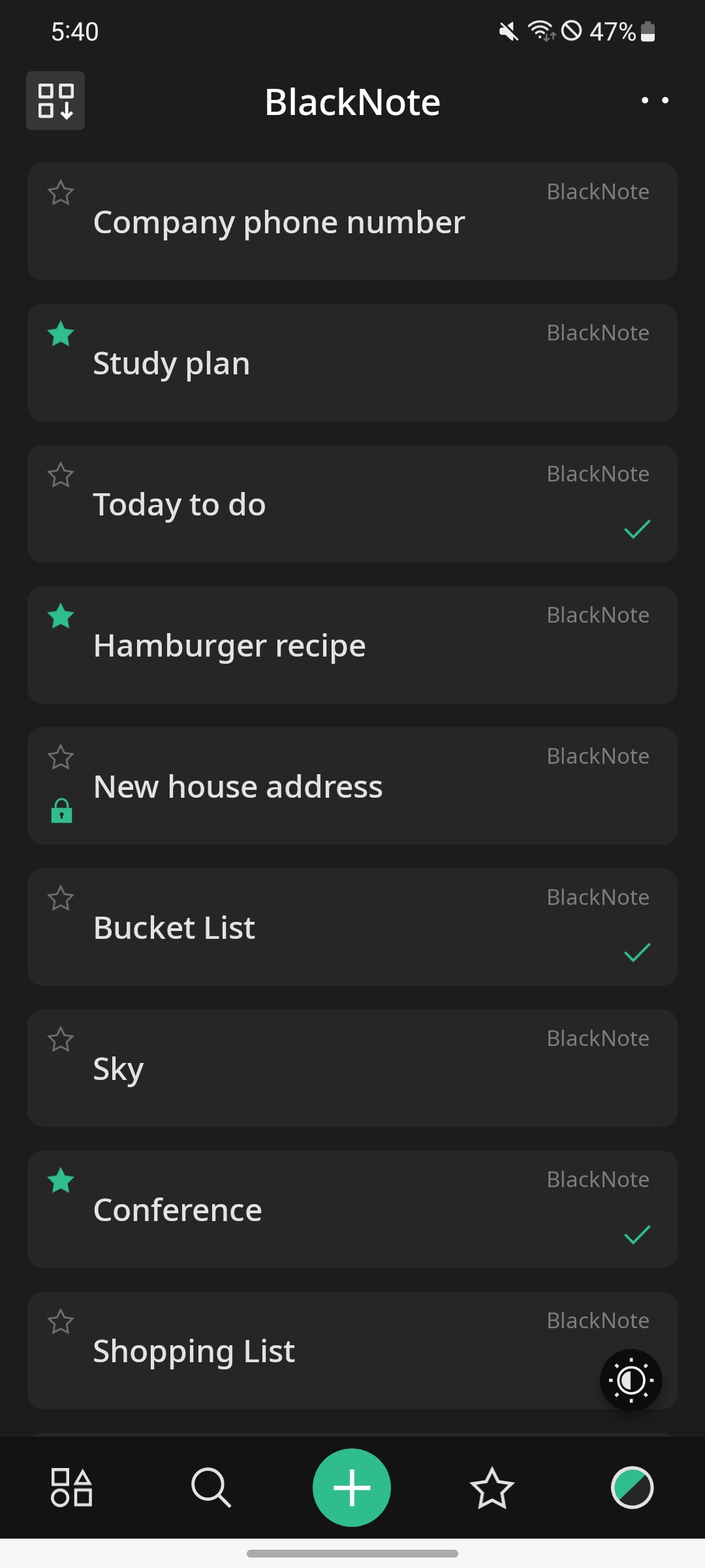 اسکرین شات 2 برنامه BlackNote: Dark Notes, Notepad