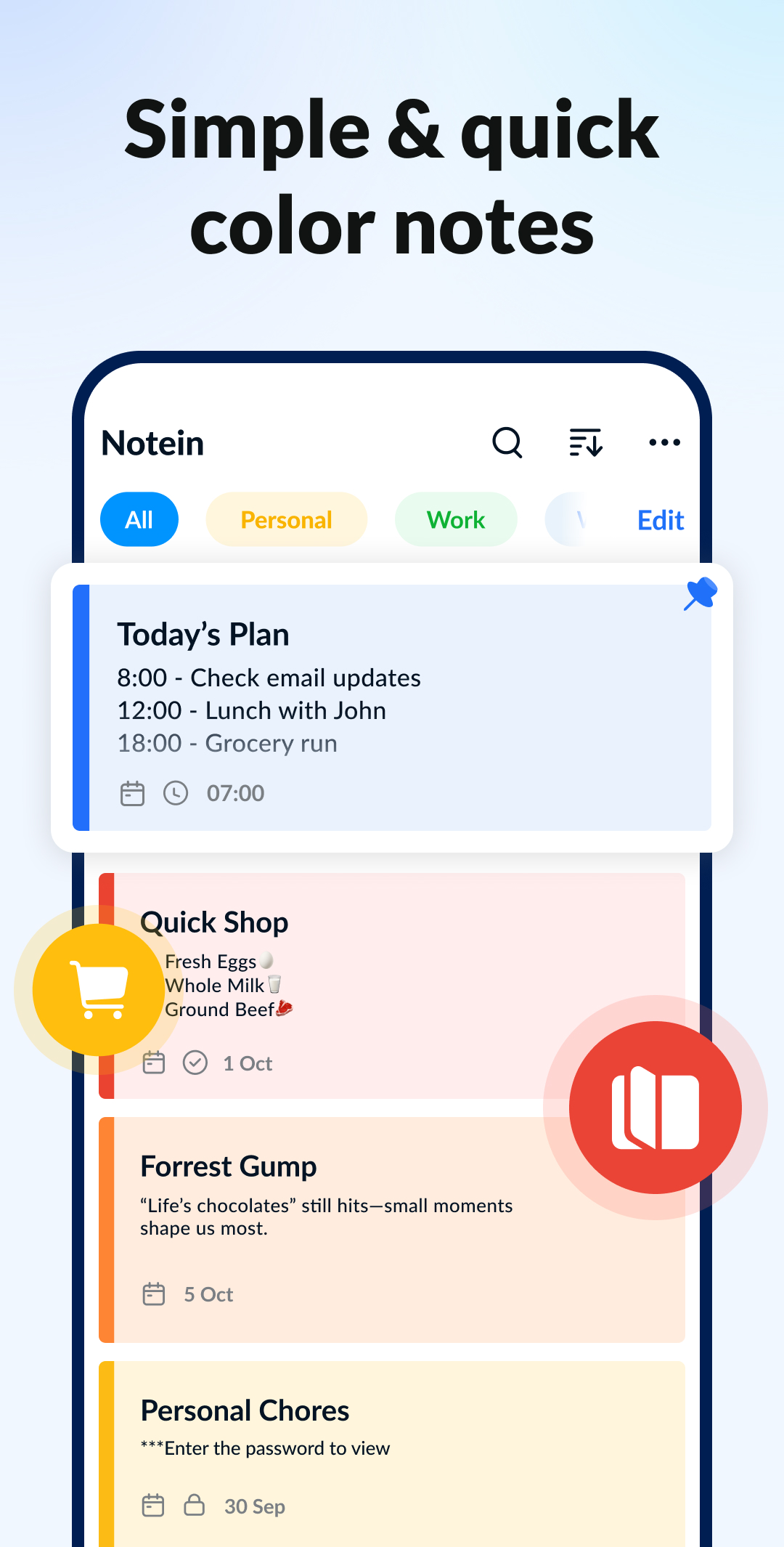 اسکرین شات 1 برنامه Notepad, Notes, Easy Notebook