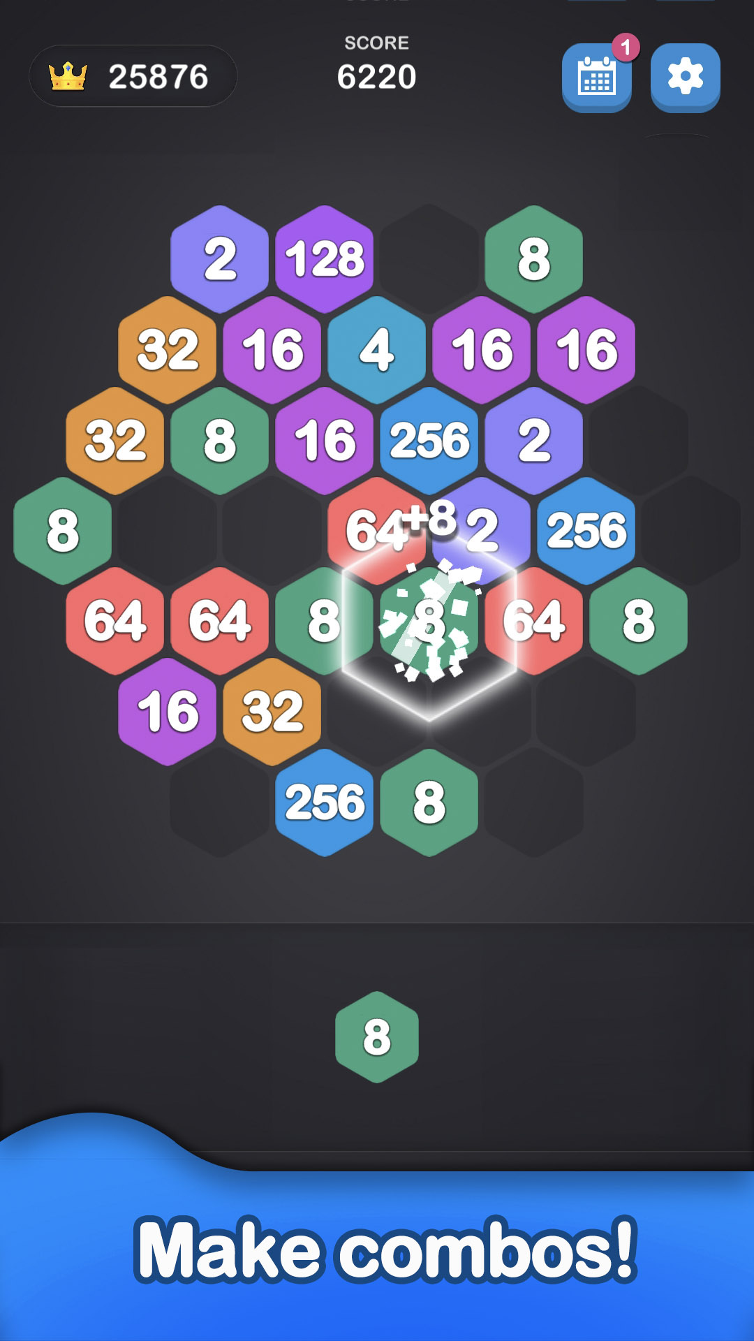 اسکرین شات 2 بازی 2048 Hexagon-Number Merge Game