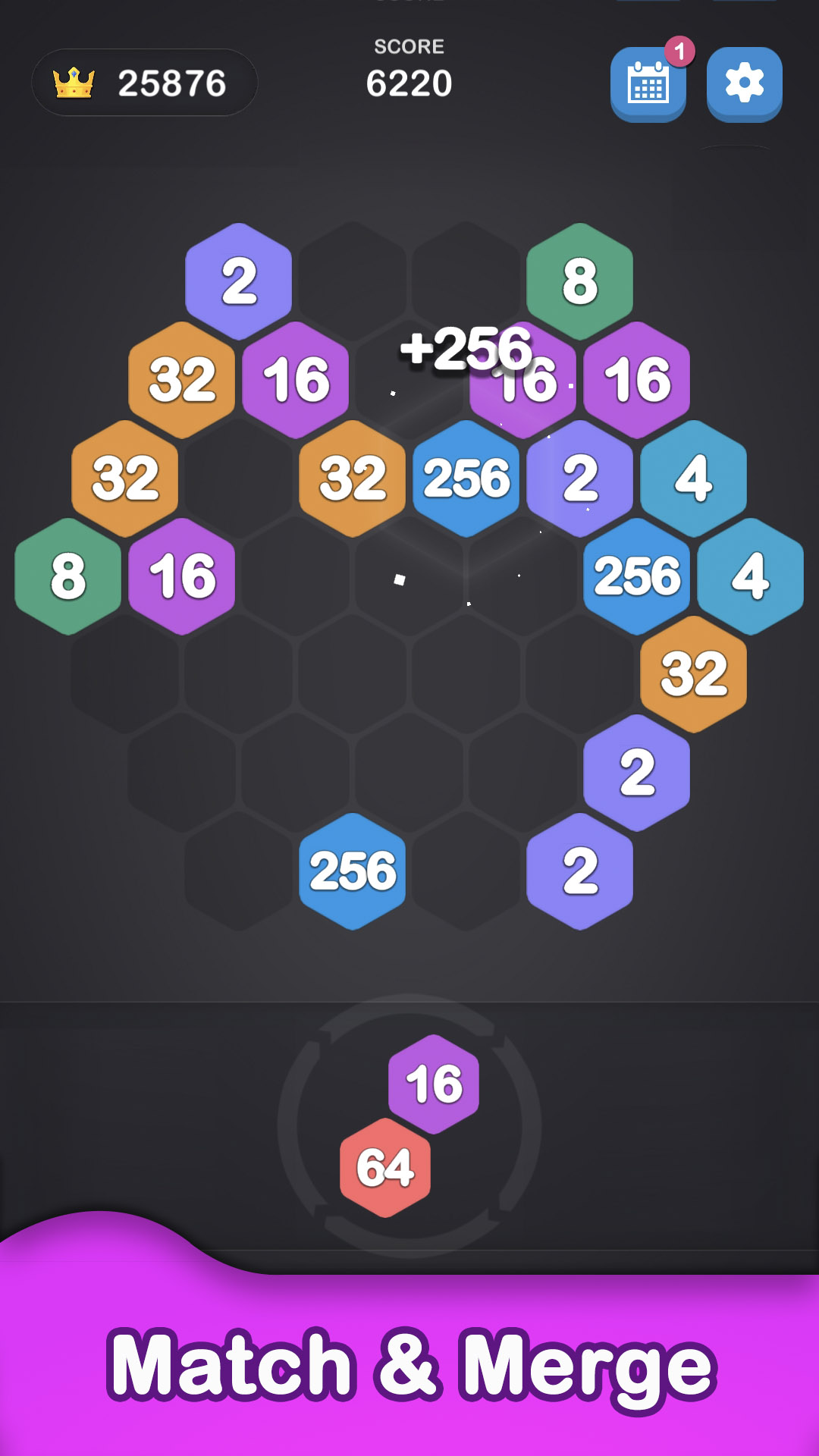 اسکرین شات 1 بازی 2048 Hexagon-Number Merge Game