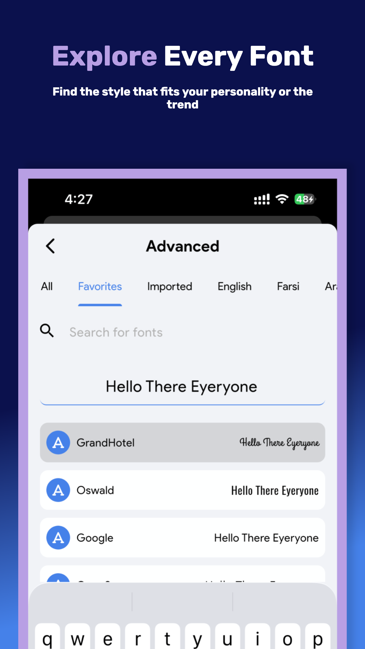 اسکرین شات 3 برنامه فونتا | فونت استوری (فونتگرام)