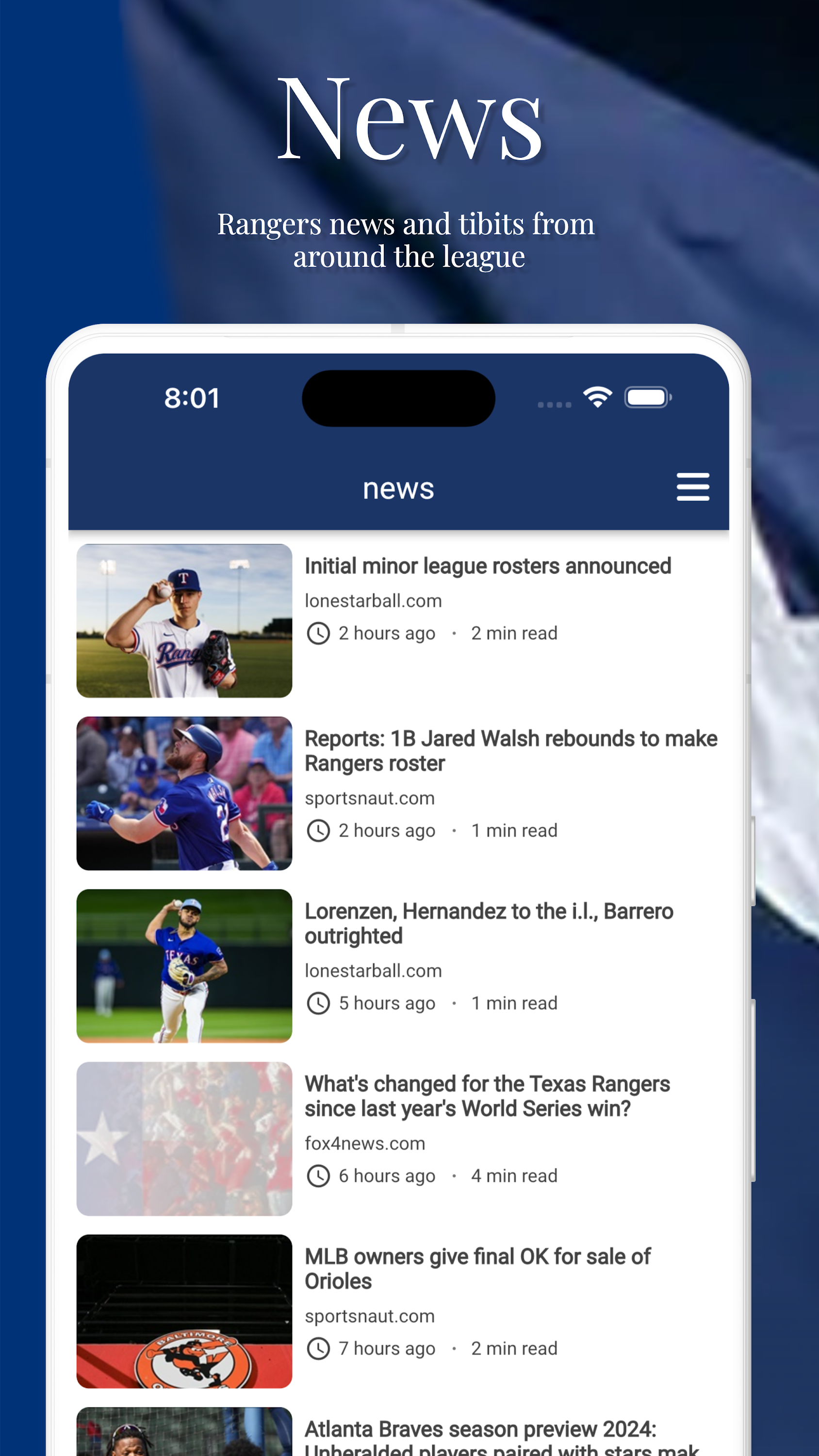اسکرین شات 1 برنامه Texas Baseball - Rangers