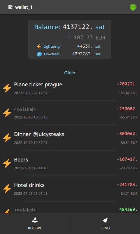 اسکرین شات 1 برنامه Electrum Bitcoin Wallet