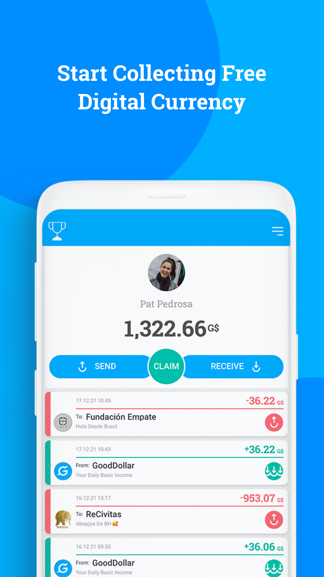 اسکرین شات 1 برنامه GoodDollar: Claim Crypto UBI