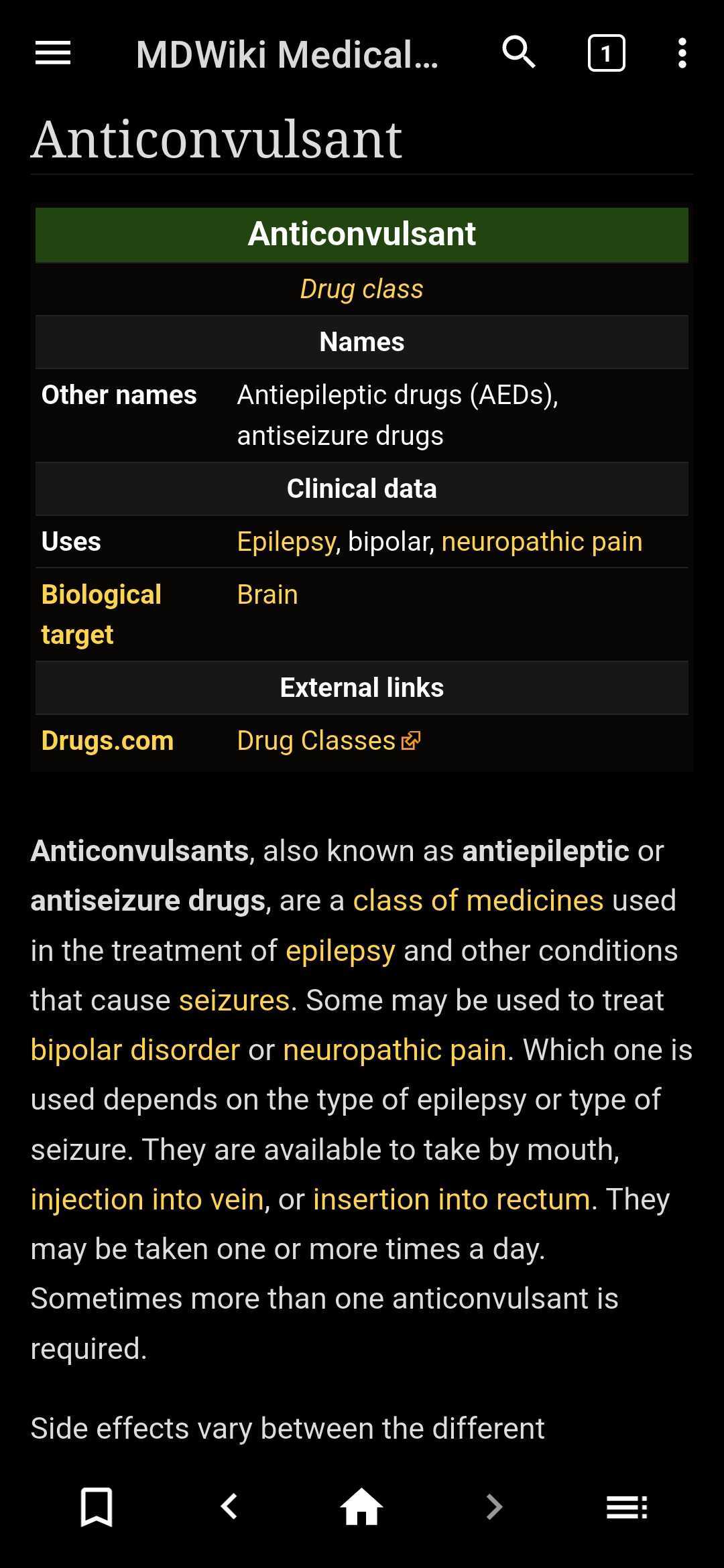 اسکرین شات برنامه Mini Medical Wikipedia Offline 4