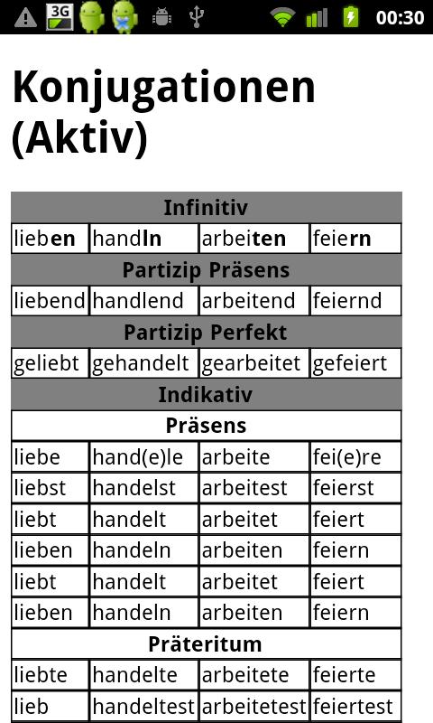 اسکرین شات 4 برنامه German Verbs