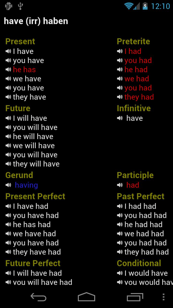 اسکرین شات 2 برنامه English Verbs