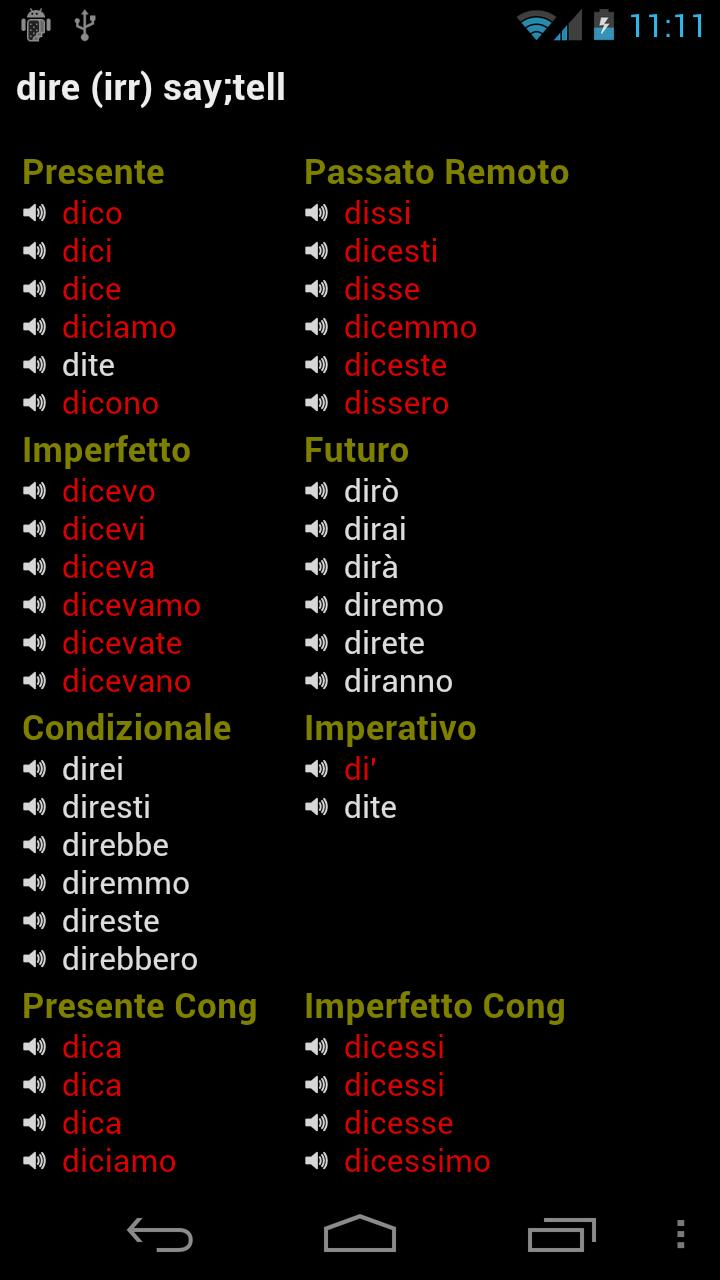 اسکرین شات 2 برنامه Italian Verbs