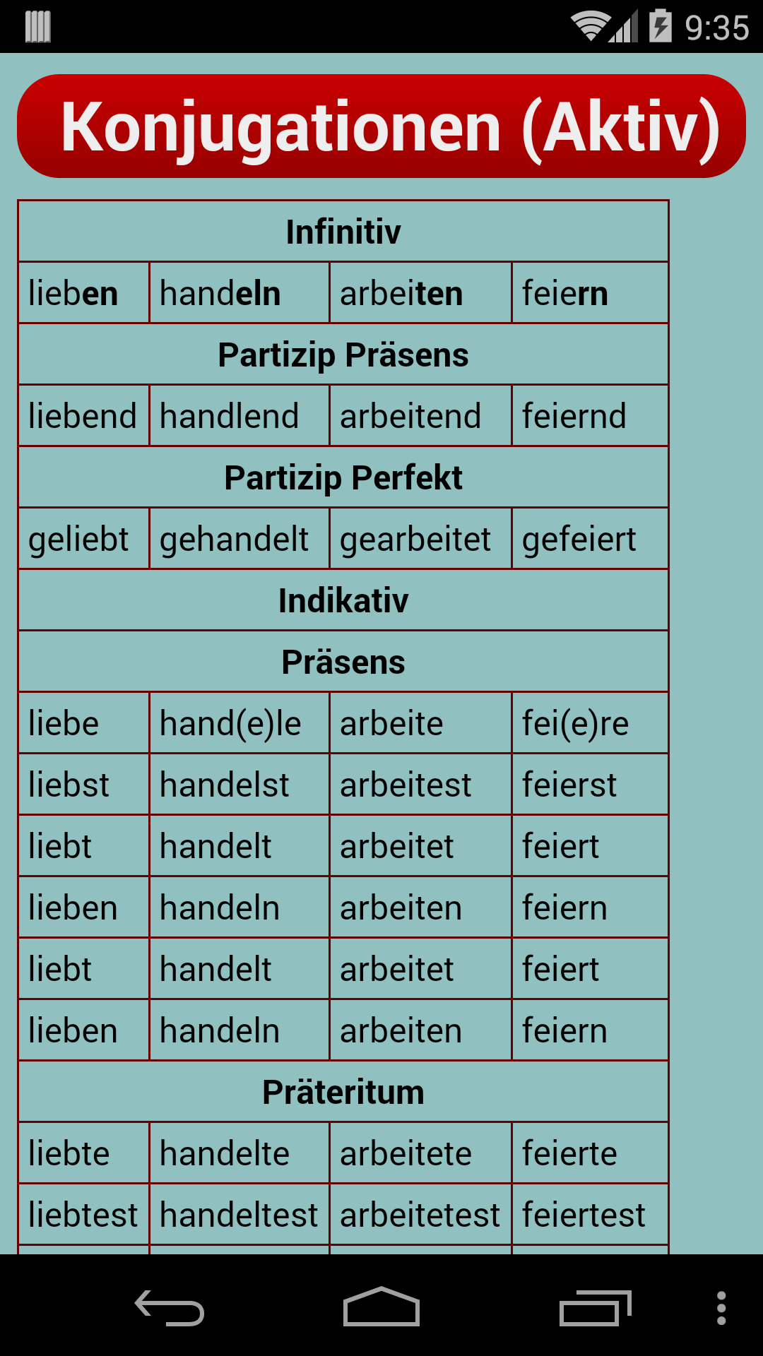 اسکرین شات 4 برنامه German Verb Trainer