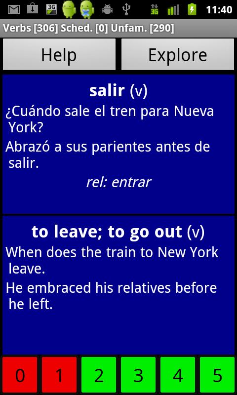 اسکرین شات 2 برنامه Spanish Basic Vocabulary