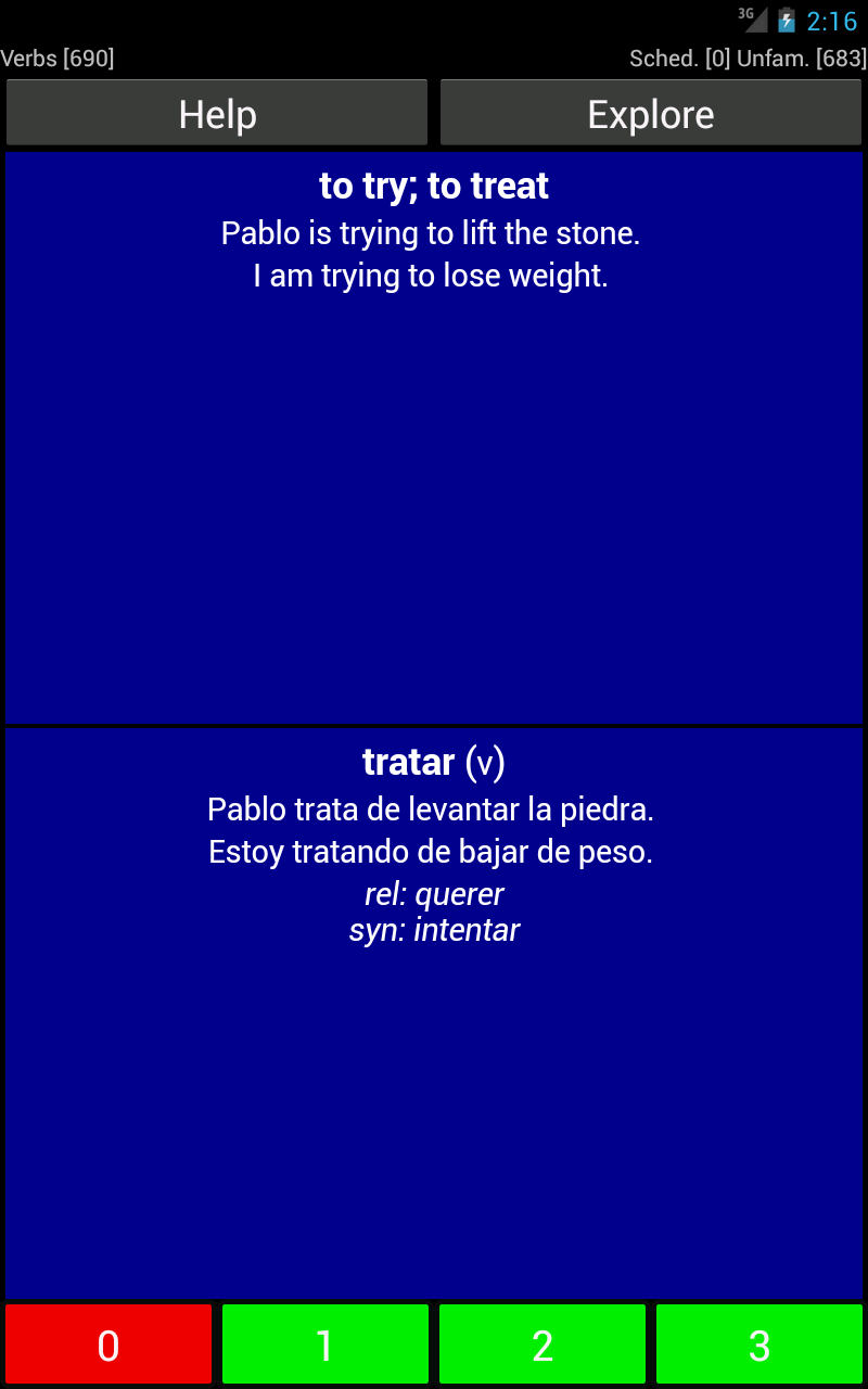 اسکرین شات 3 برنامه Spanish Basic Vocabulary