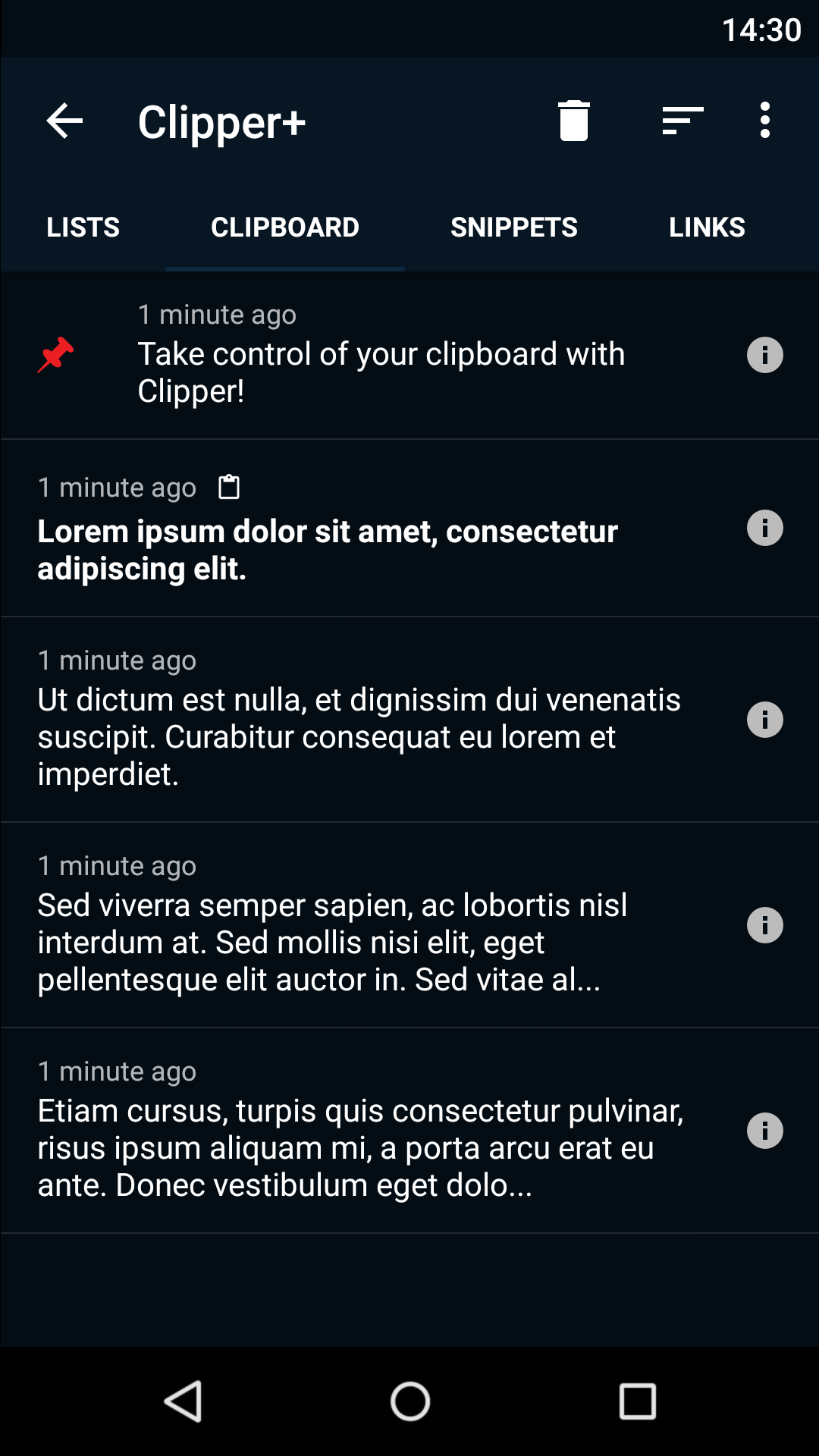 اسکرین شات 3 برنامه Clipper - Clipboard Manager