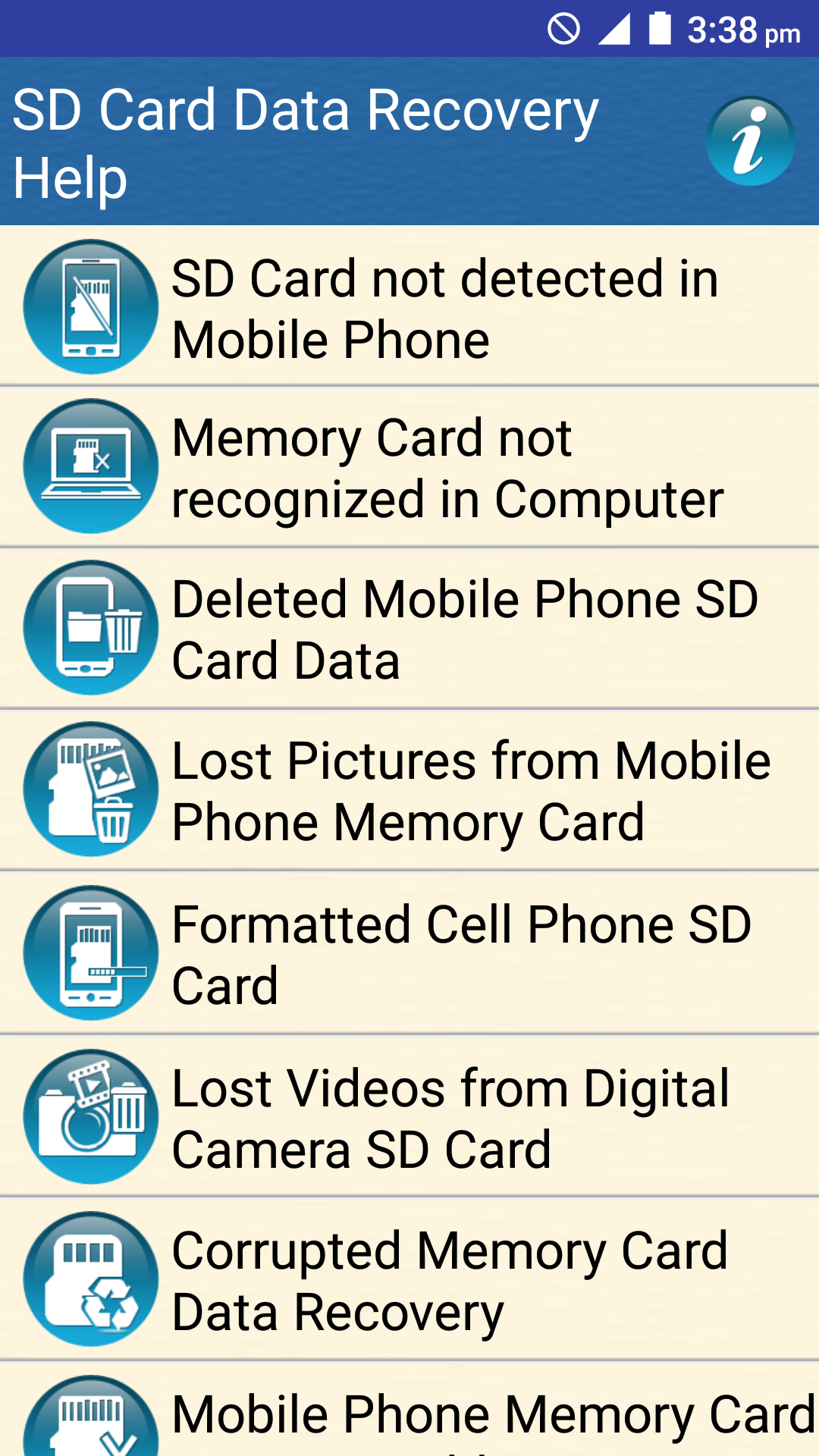 اسکرین شات 1 برنامه SD Card Data Recovery Help
