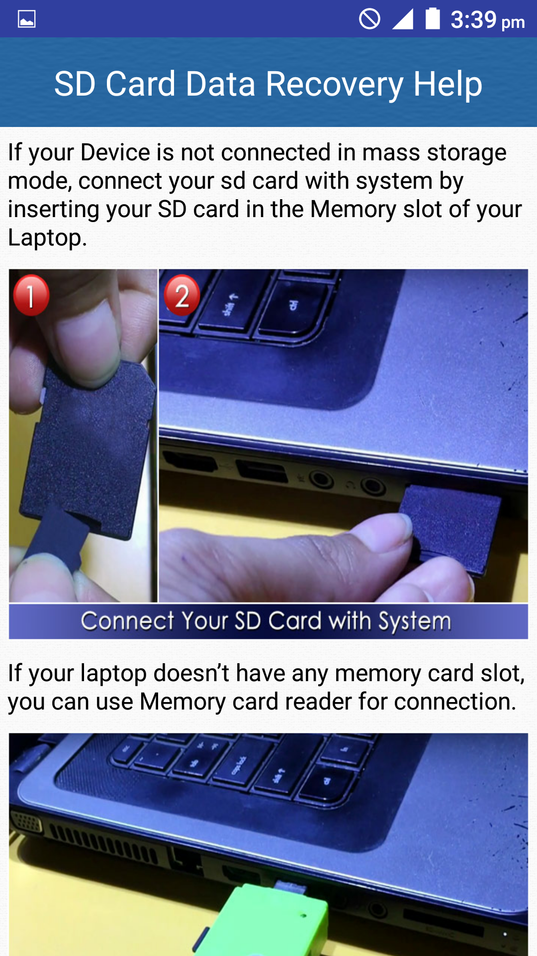 اسکرین شات 3 برنامه SD Card Data Recovery Help