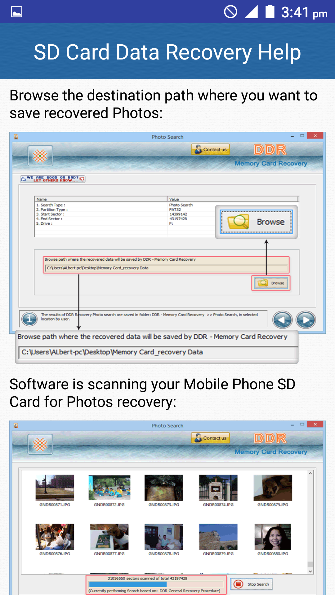 اسکرین شات 6 برنامه SD Card Data Recovery Help