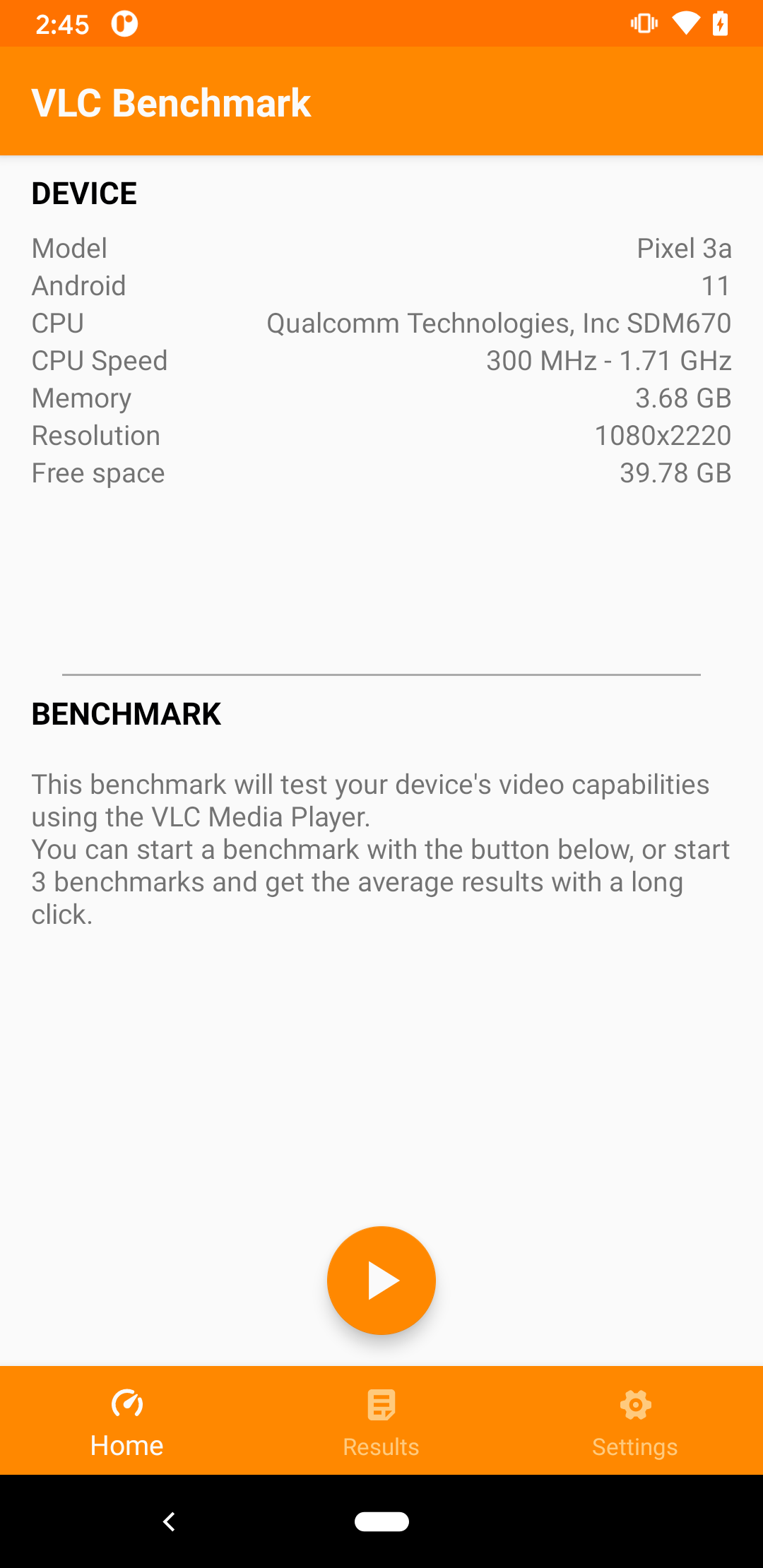 اسکرین شات 1 برنامه VLC Benchmark