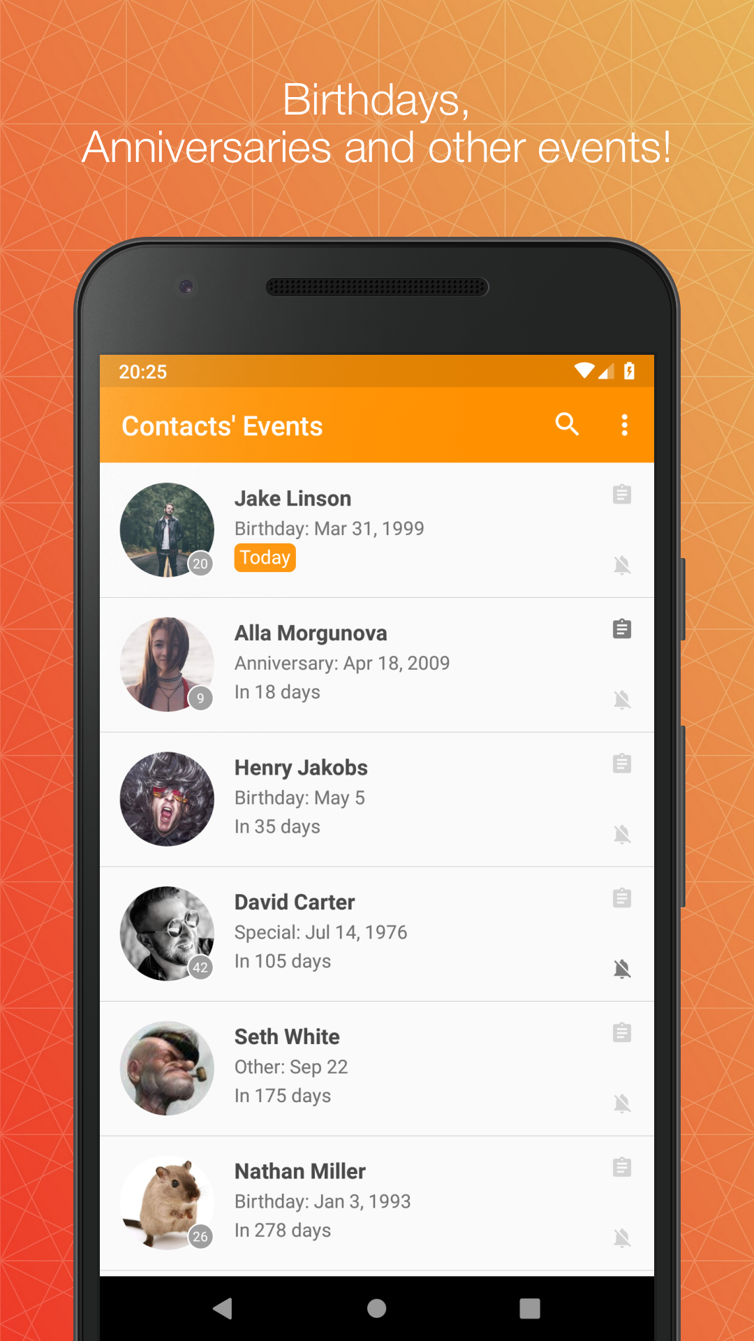 اسکرین شات 1 برنامه Contacts' Birthdays