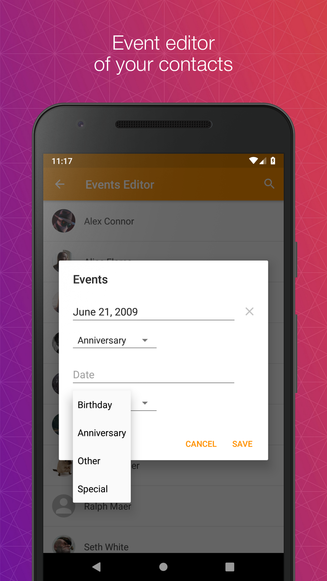 اسکرین شات 2 برنامه Contacts' Birthdays