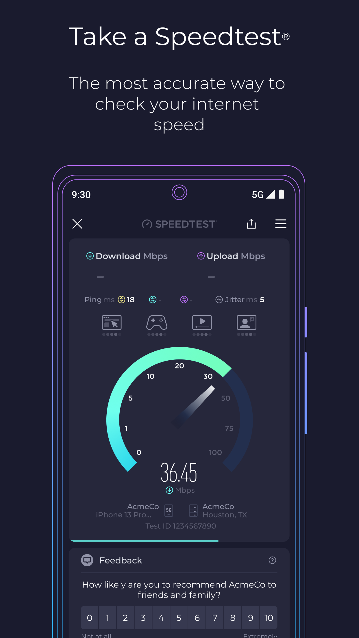 اسکرین شات 1 برنامه Speedtest by Ookla