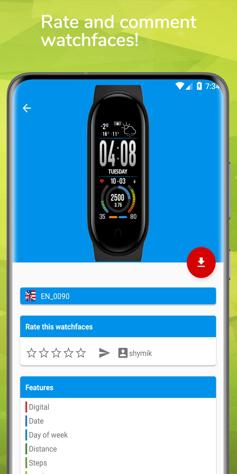 اسکرین شات 4 برنامه Mi Band 5 WatchFaces