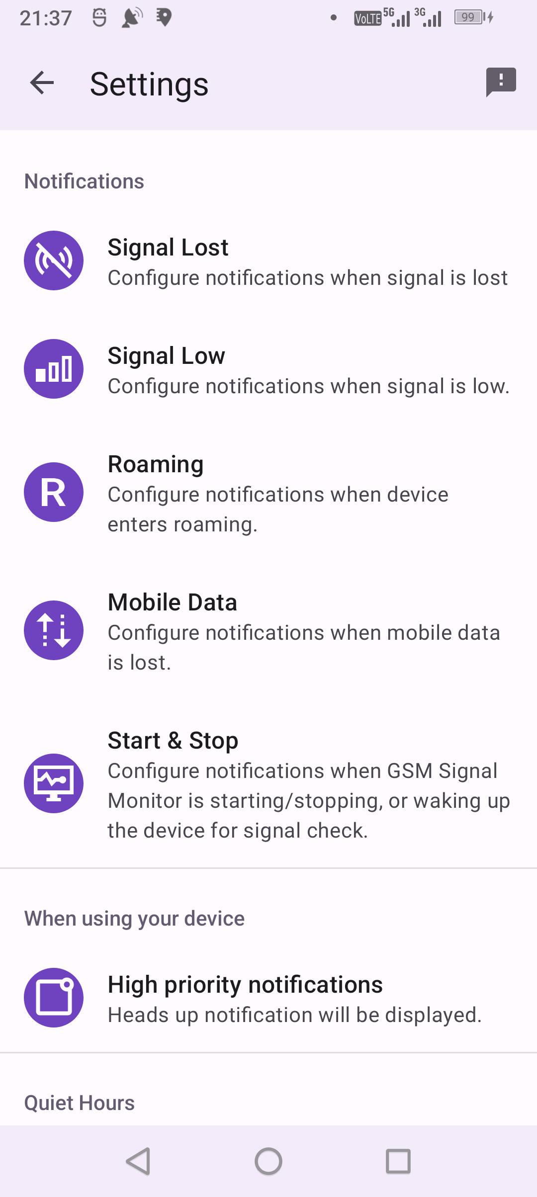 اسکرین شات 6 برنامه GSM Signal Monitor & SIM Info