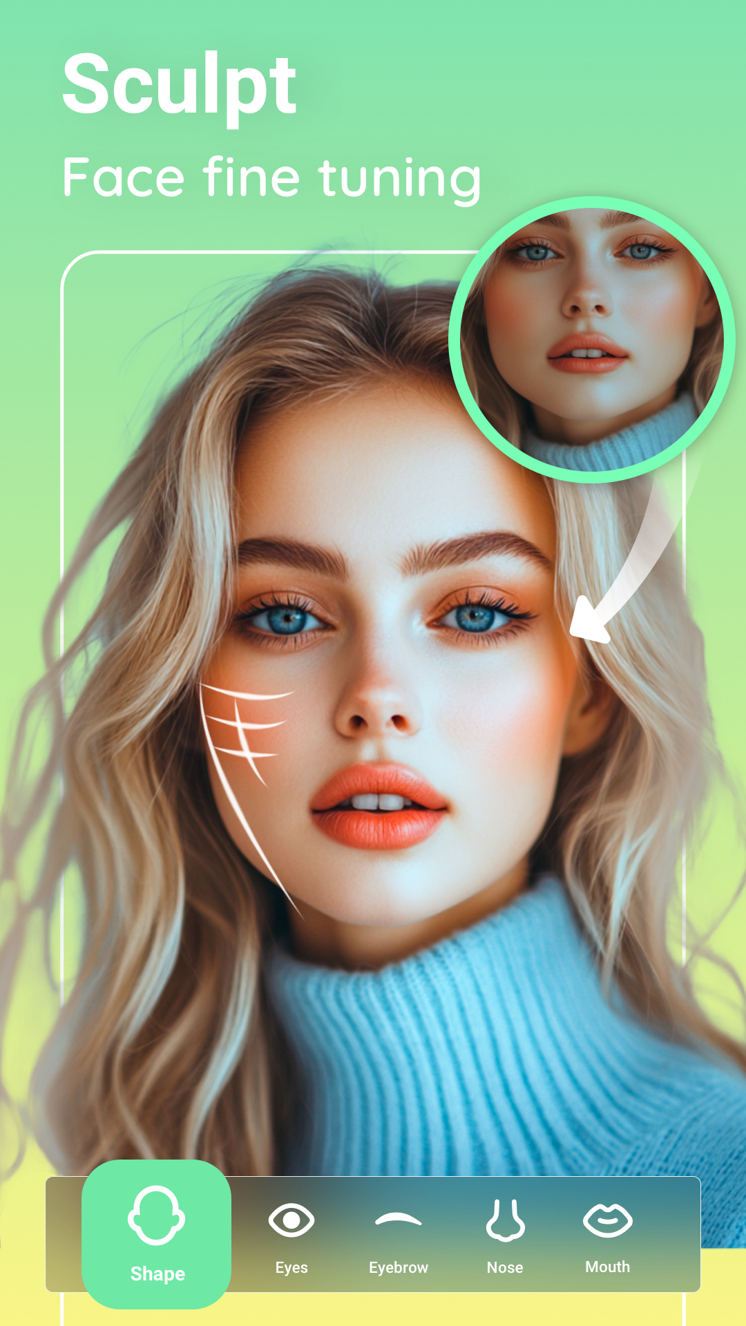 اسکرین شات 1 برنامه Peachy: Face App & Body Editor