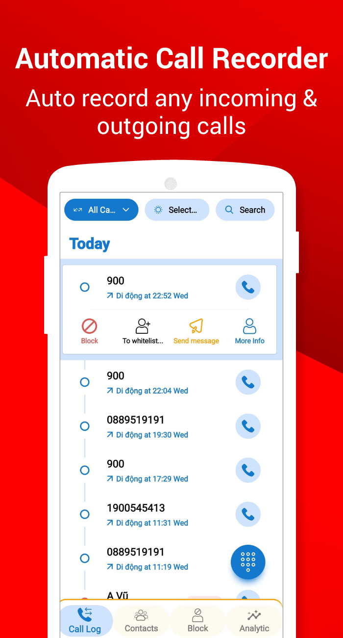 اسکرین شات 2 برنامه Automatic Call Recorder