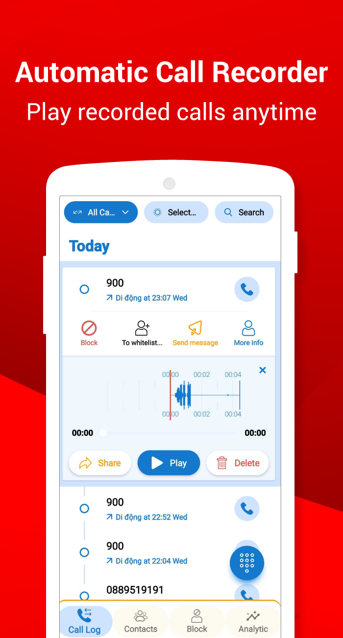 اسکرین شات 1 برنامه Automatic Call Recorder