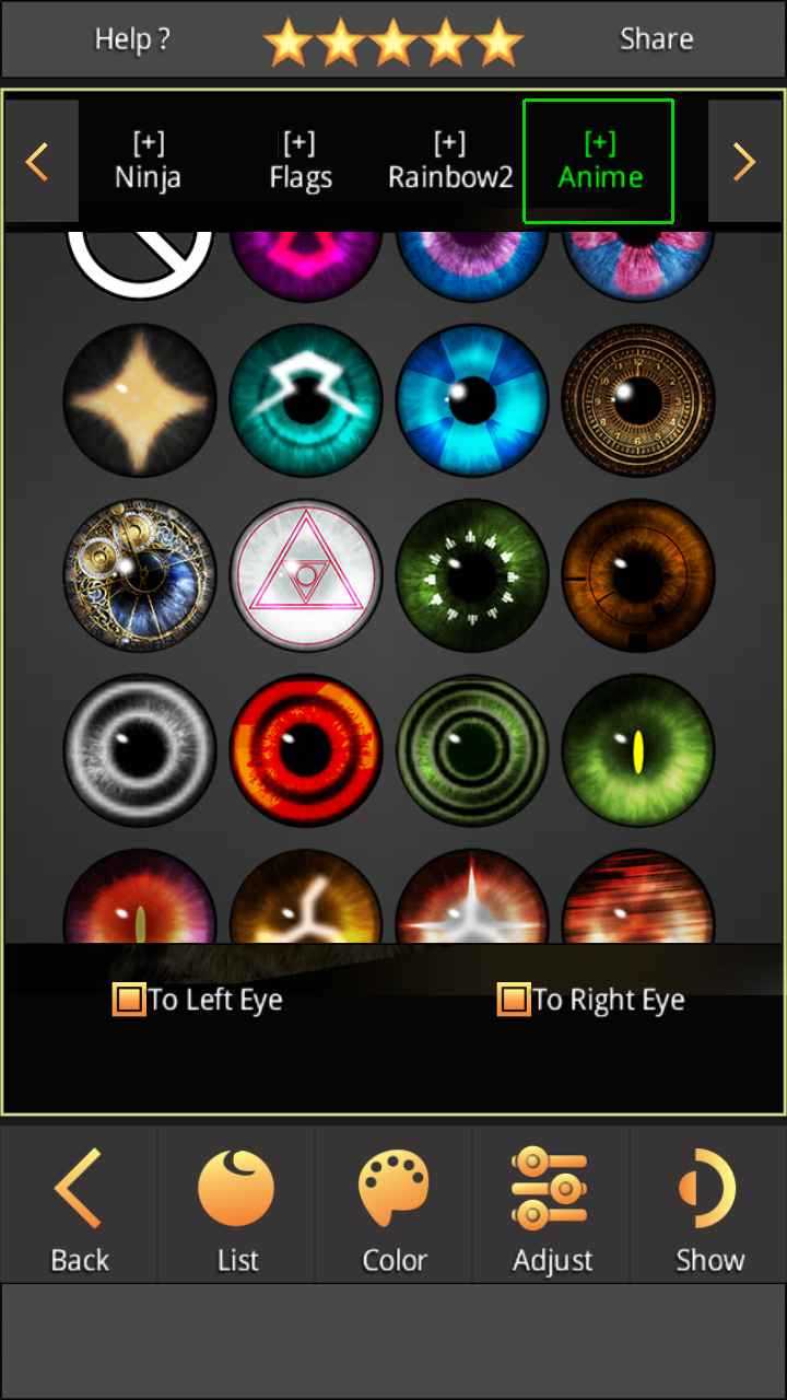 اسکرین شات 4 برنامه Sharingan - Eye And Hair Color
