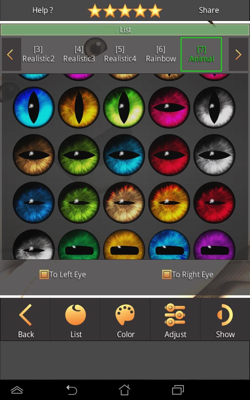 اسکرین شات 5 برنامه Sharingan - Eye And Hair Color
