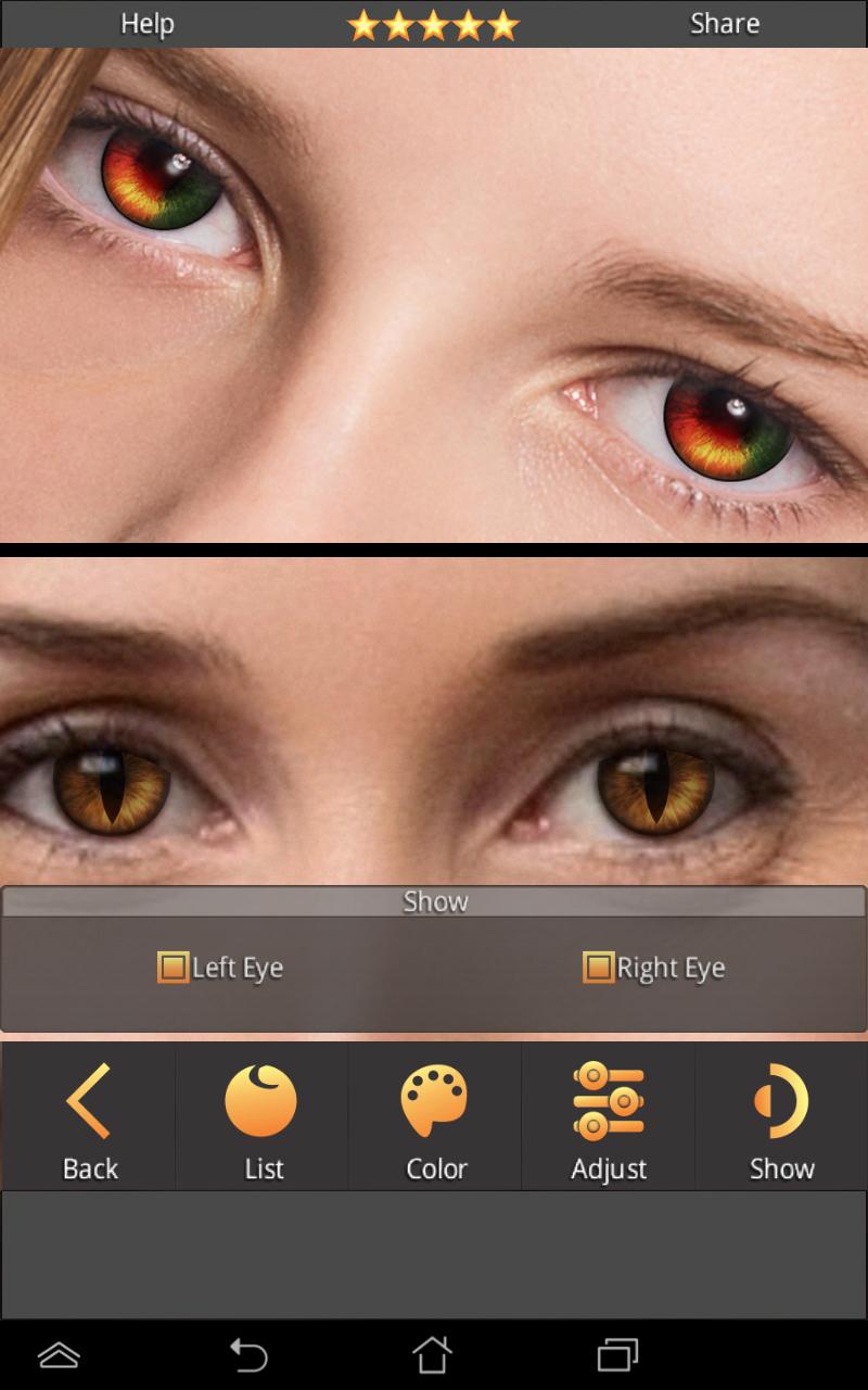 اسکرین شات 2 برنامه FoxEyes - Change Eye Color