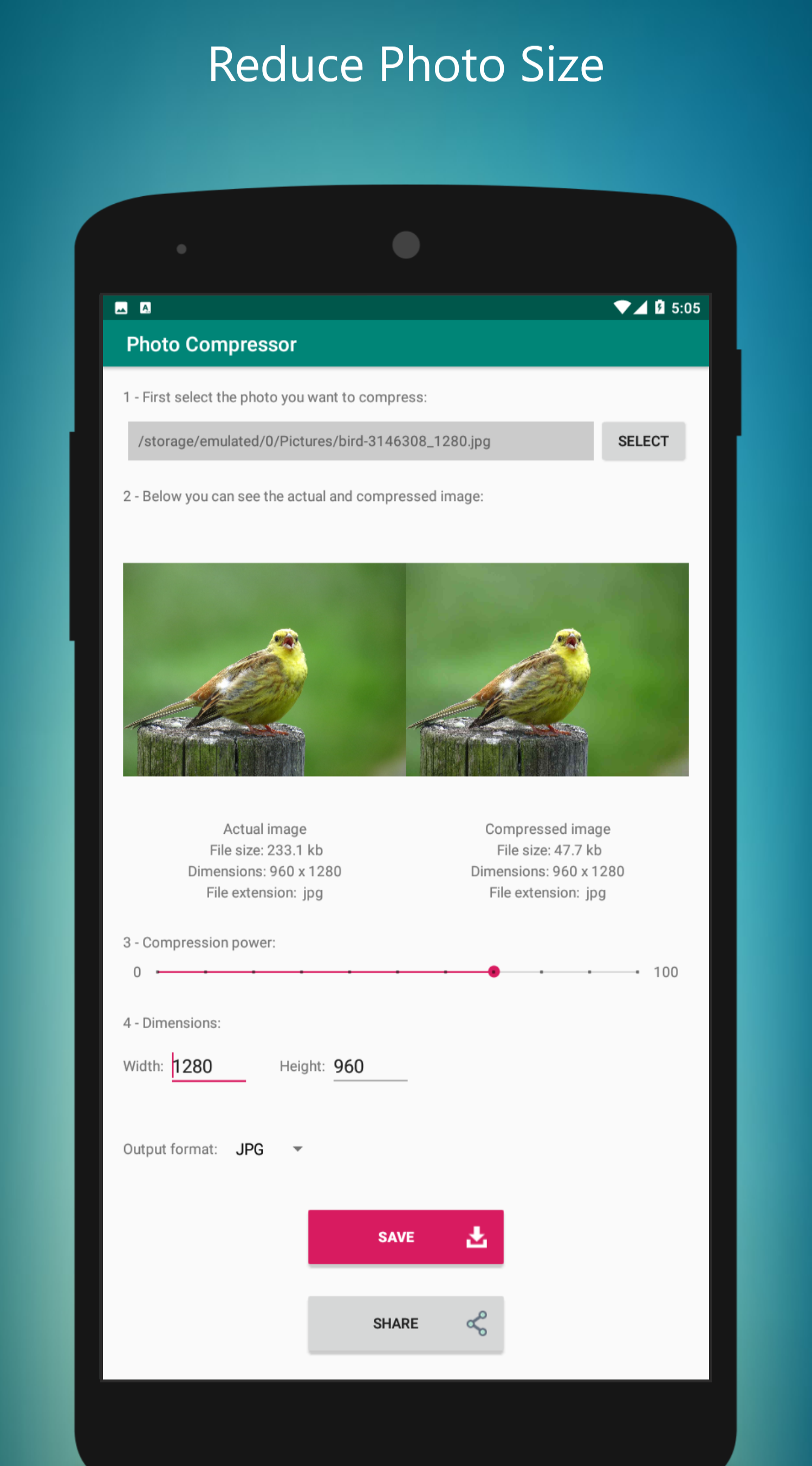 اسکرین شات 3 برنامه Photo Compressor & Resizer