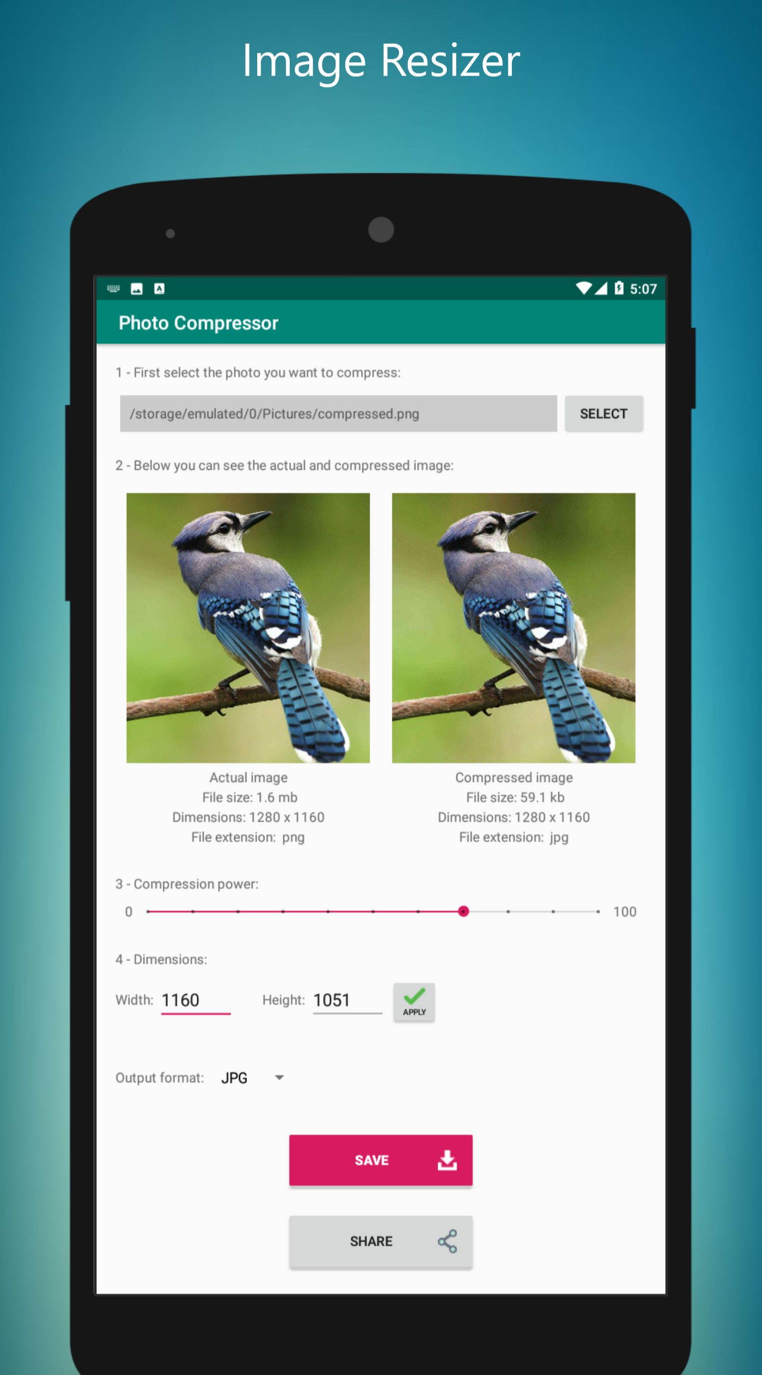 اسکرین شات 2 برنامه Photo Compressor & Resizer
