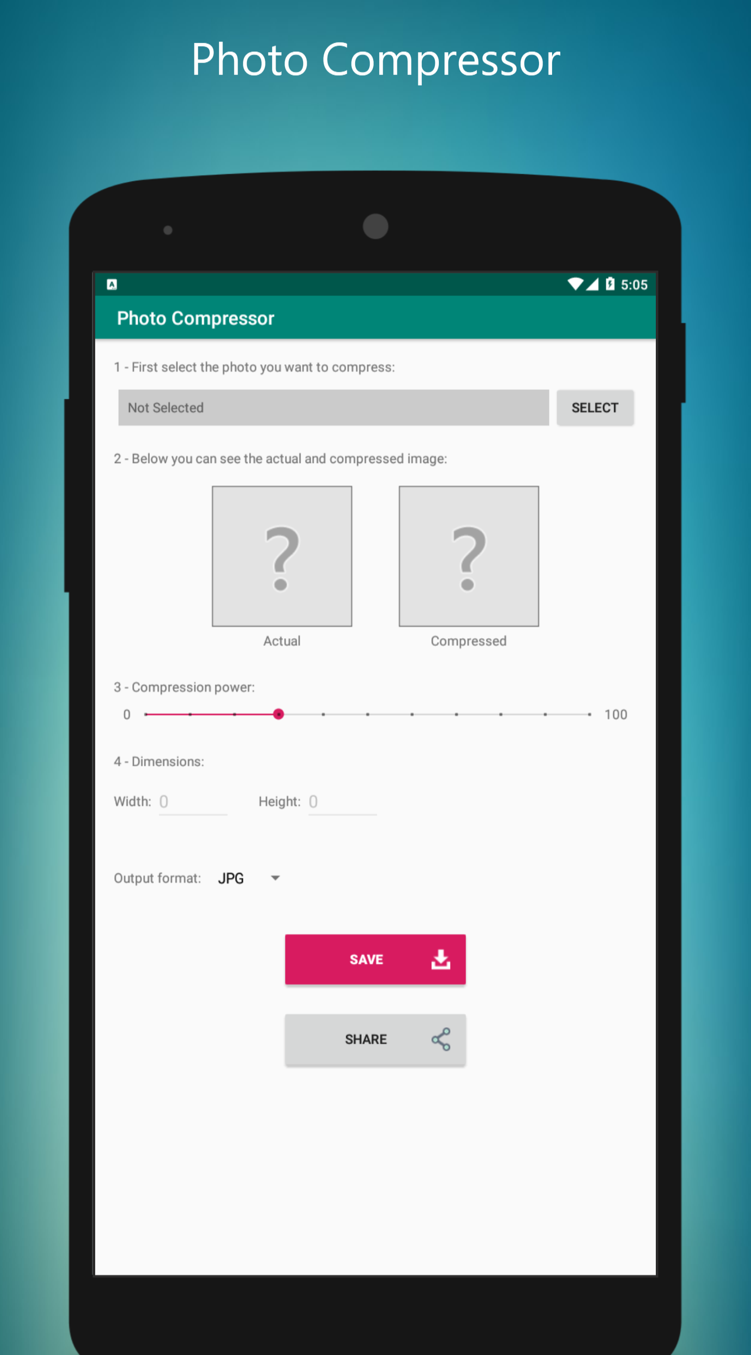 اسکرین شات 1 برنامه Photo Compressor & Resizer