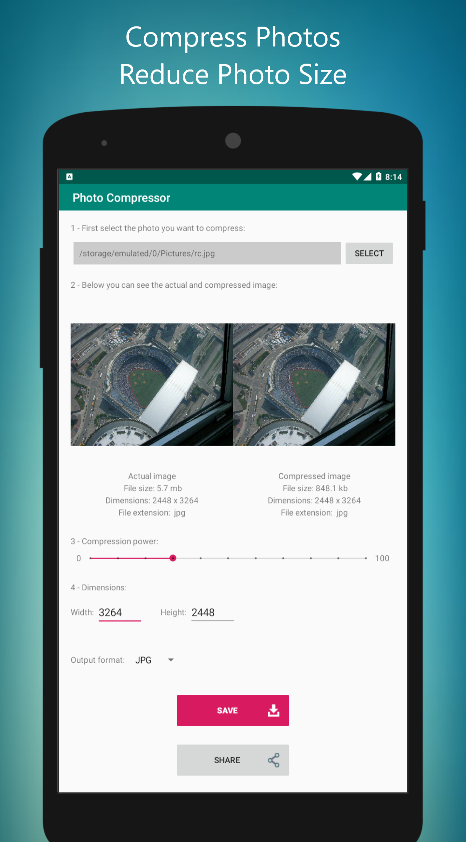 اسکرین شات 4 برنامه Photo Compressor & Resizer