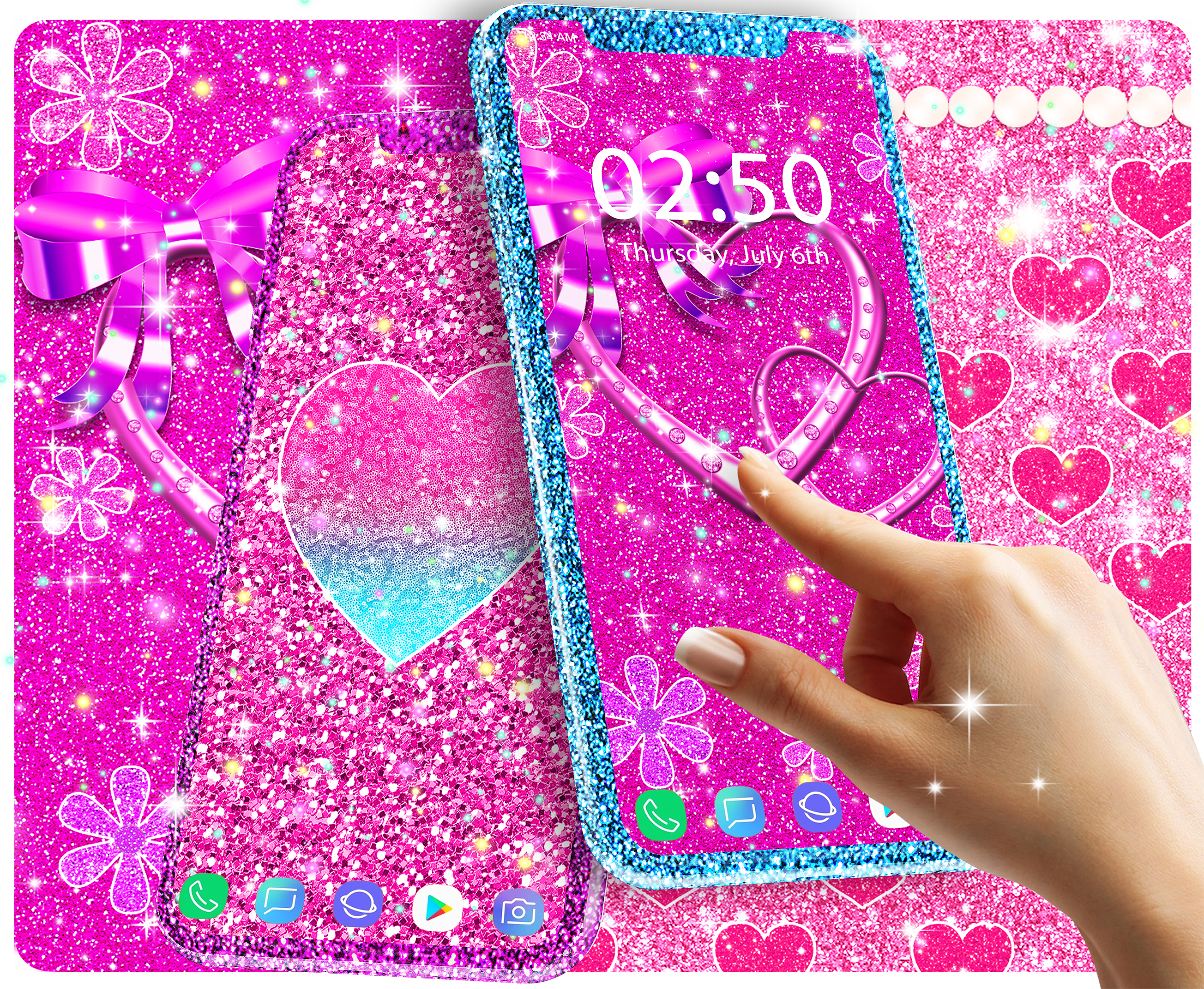 اسکرین شات 1 برنامه Pink glitter live wallpaper