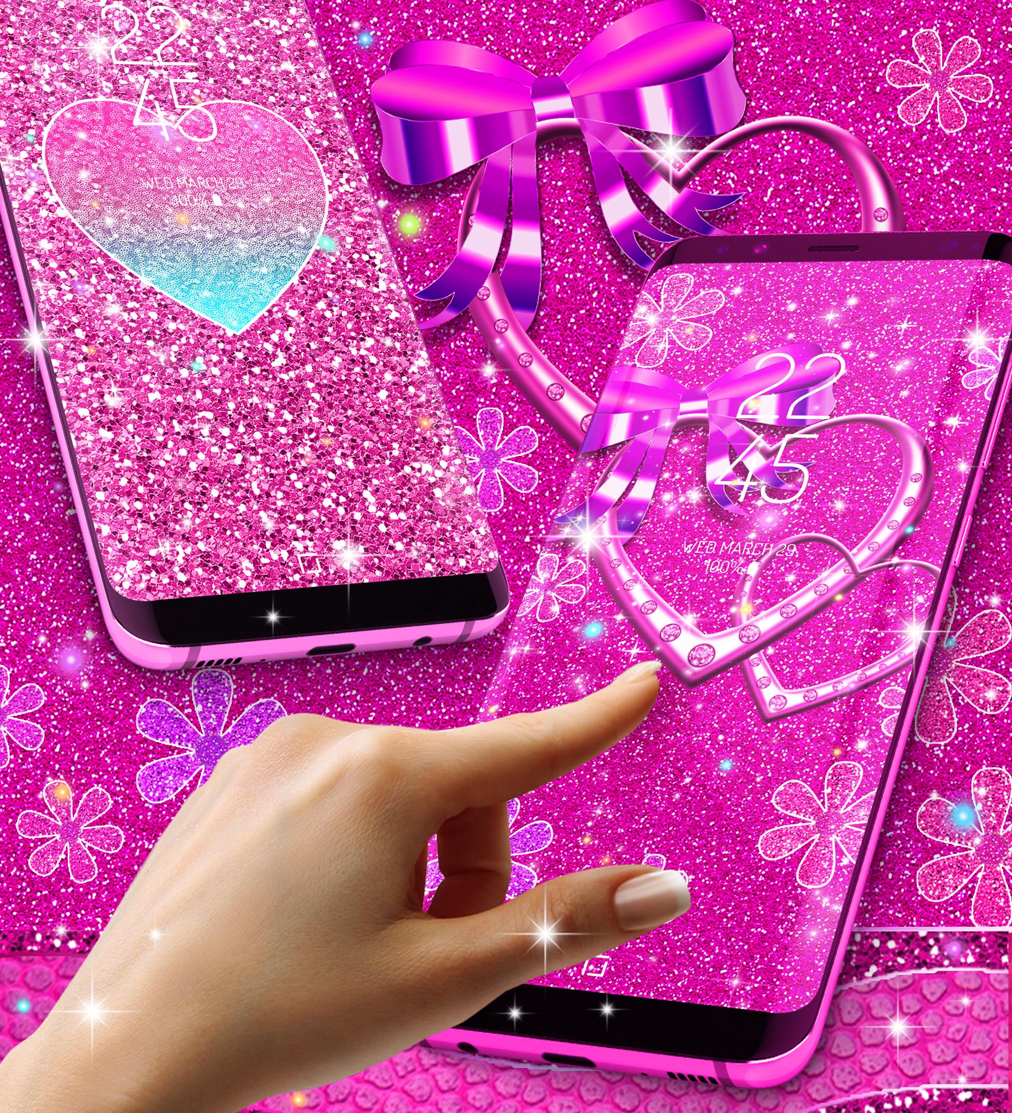 اسکرین شات 4 برنامه Pink glitter live wallpaper