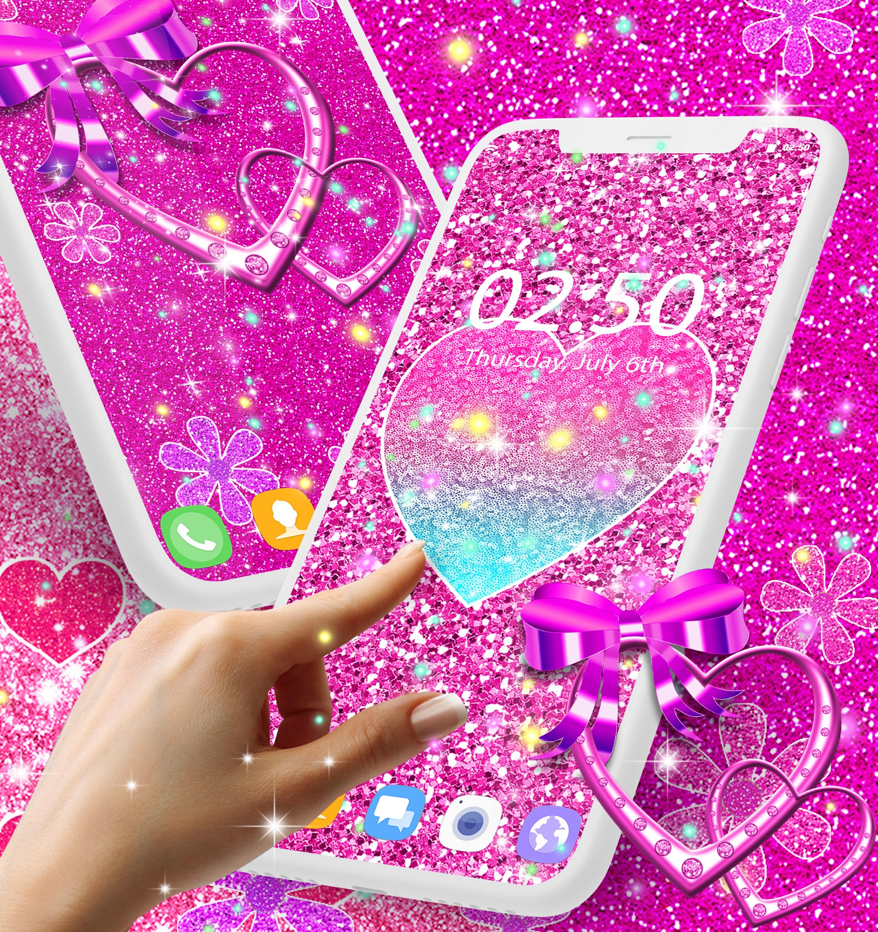 اسکرین شات 3 برنامه Pink glitter live wallpaper