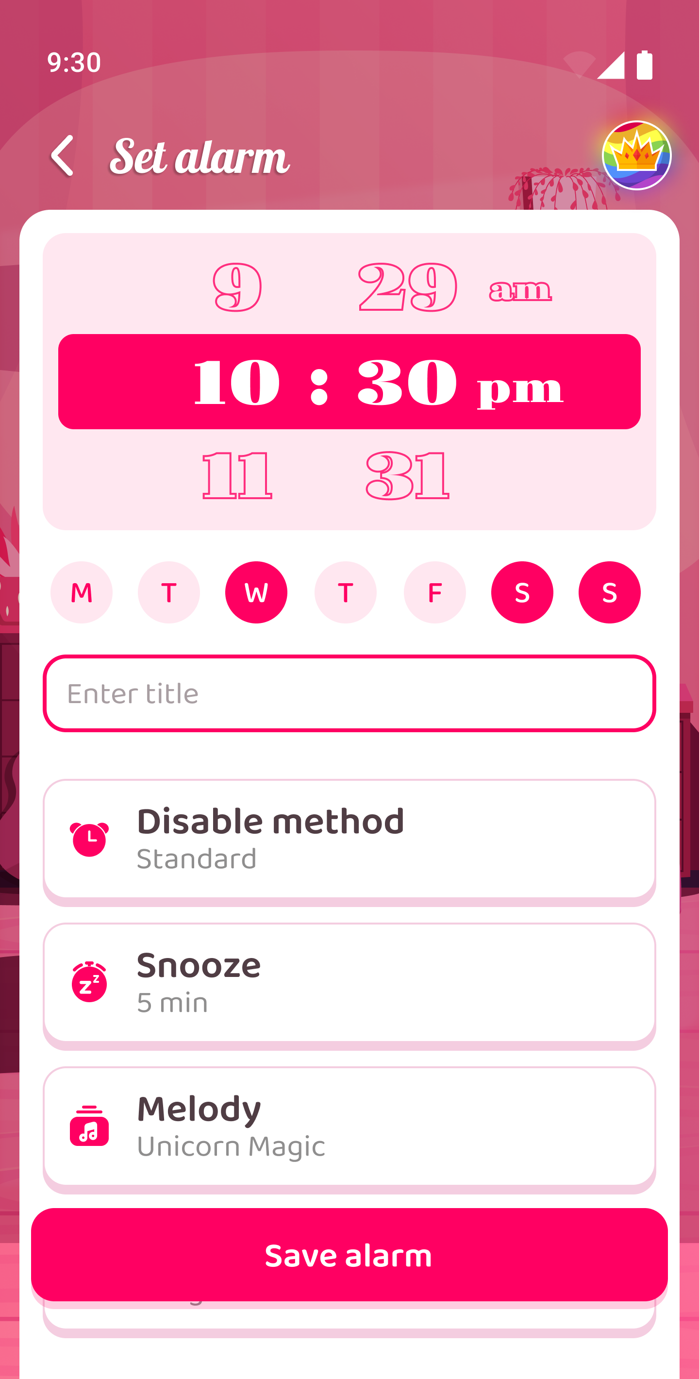 اسکرین شات 2 برنامه Unicorn Alarm Clock