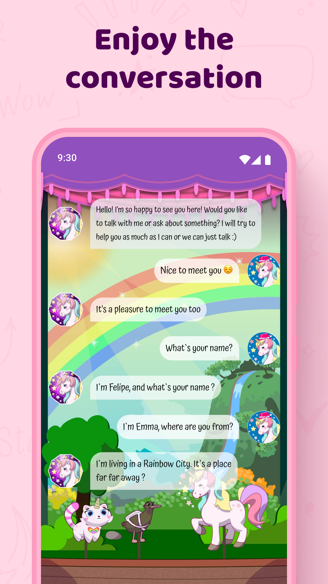 اسکرین شات 6 برنامه Talking Unicorn - Virtual Chat