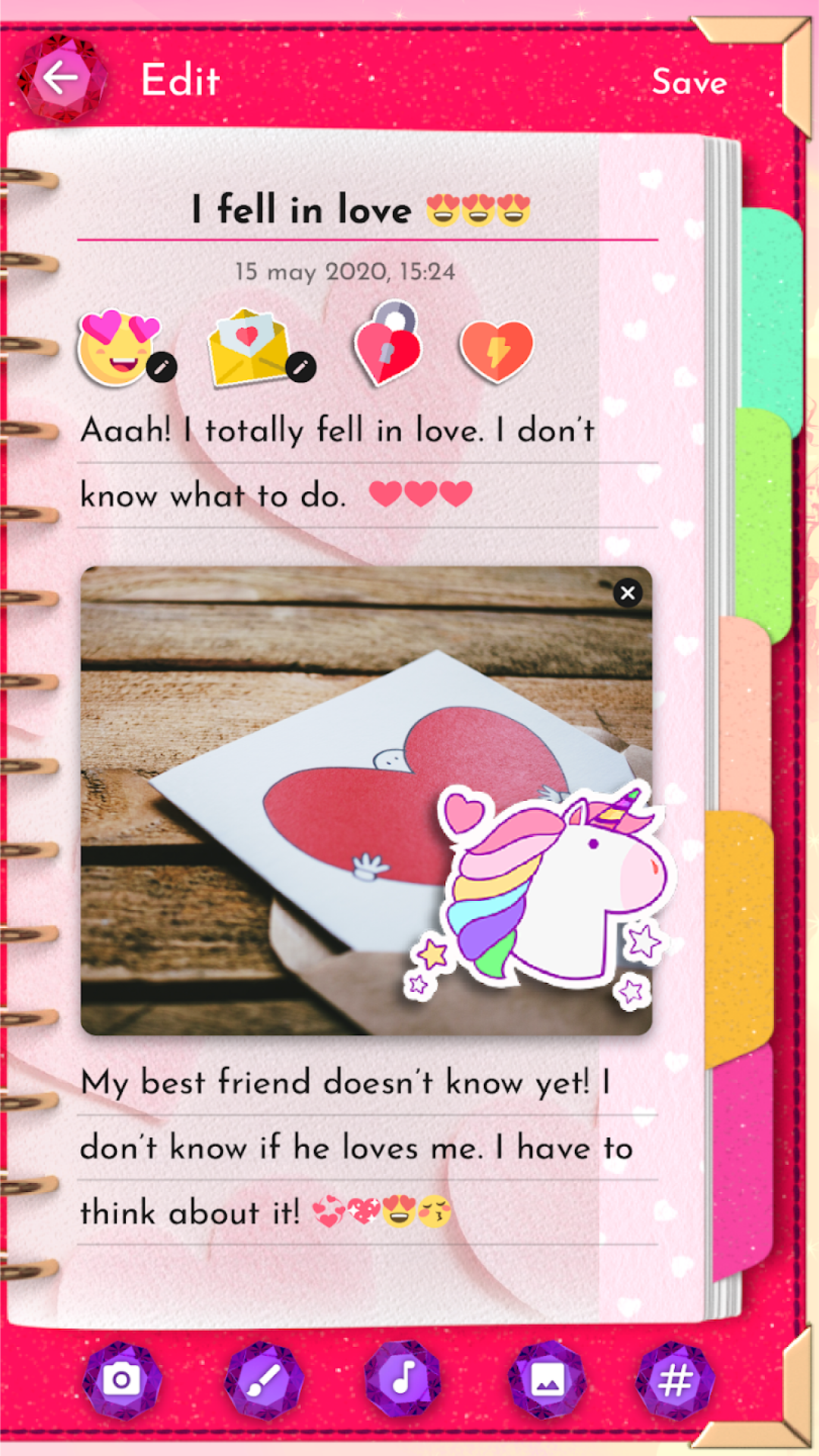 اسکرین شات 3 برنامه Unicorn Diary (lock - PIN)