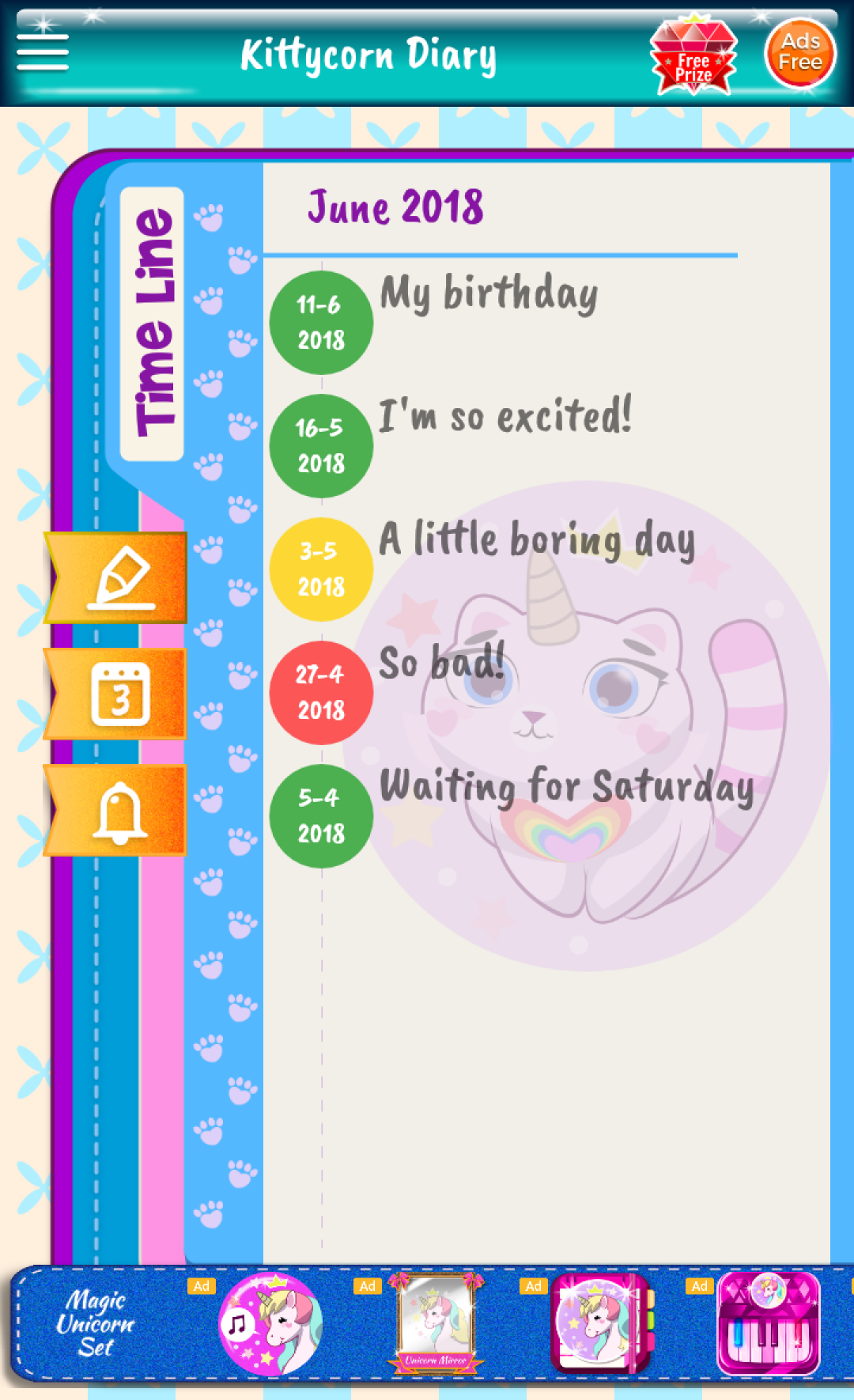 اسکرین شات 2 برنامه Kittycorn Diary for Kids